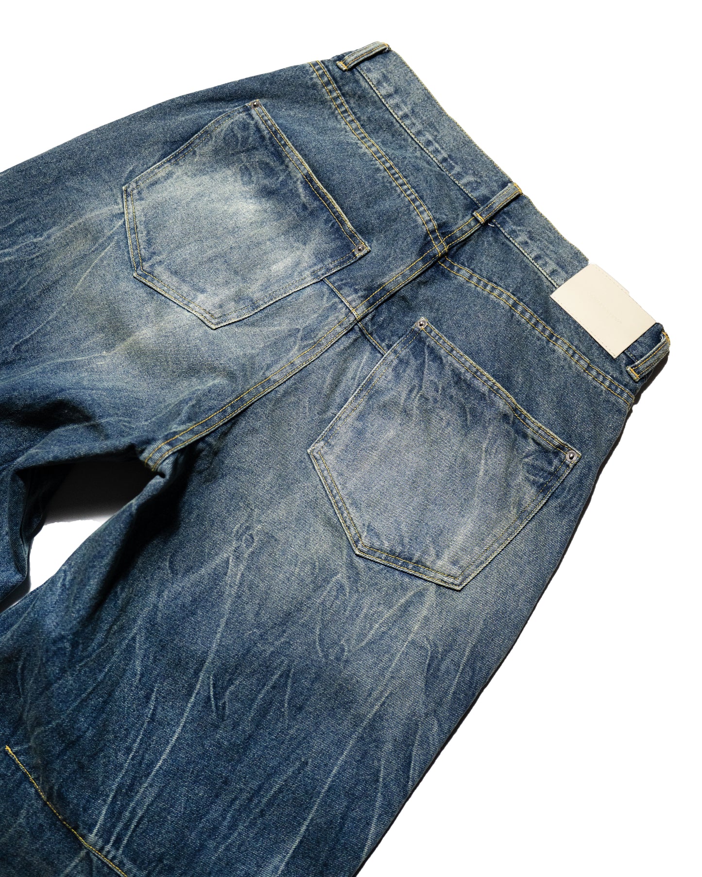 CRACKED CHEMICAL-WASHED WIDE BAGGY JEANS