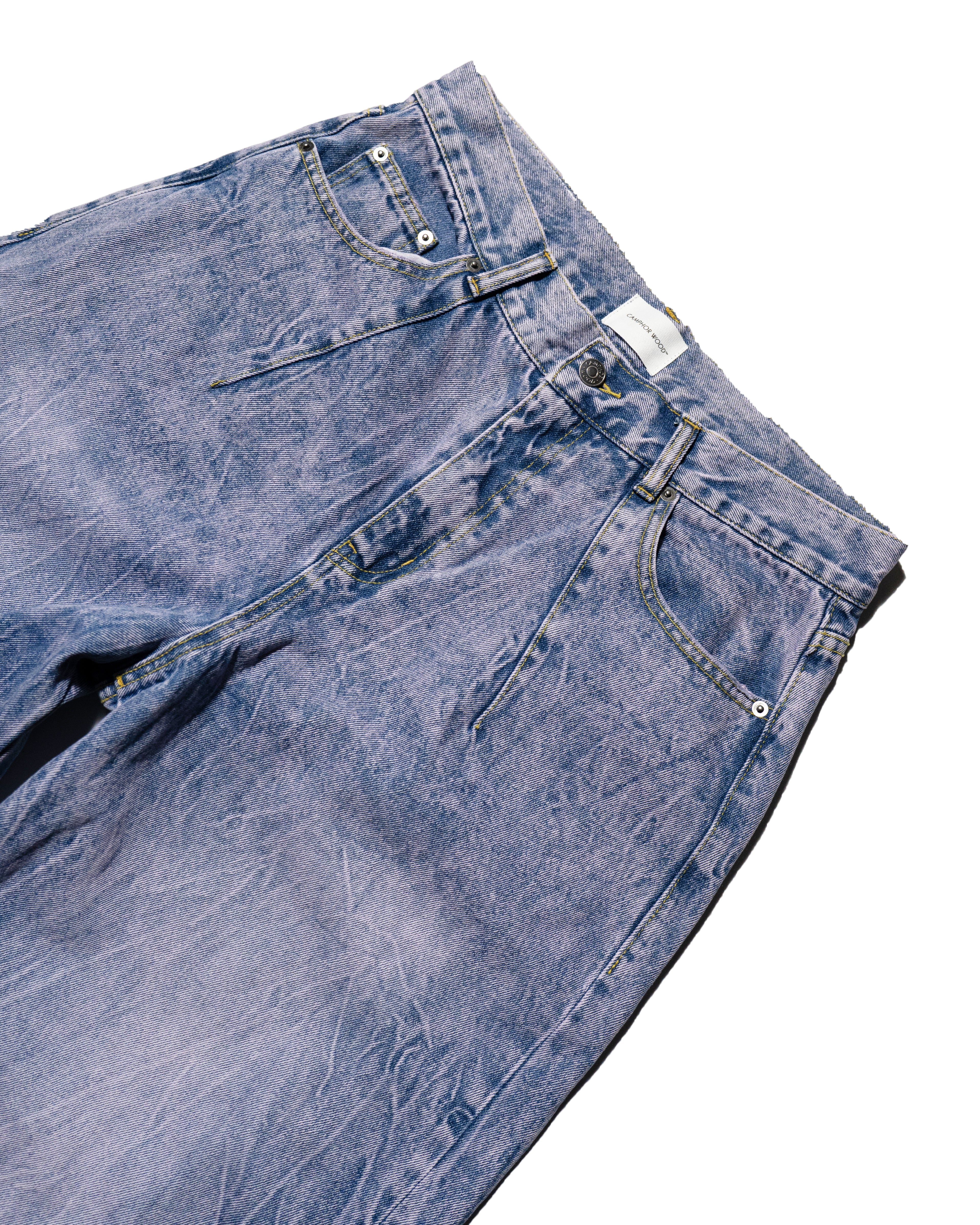 CRACKED CHEMICAL-WASHED WIDE BAGGY JEANS – CAMPHOR WOOD - OFFICIAL