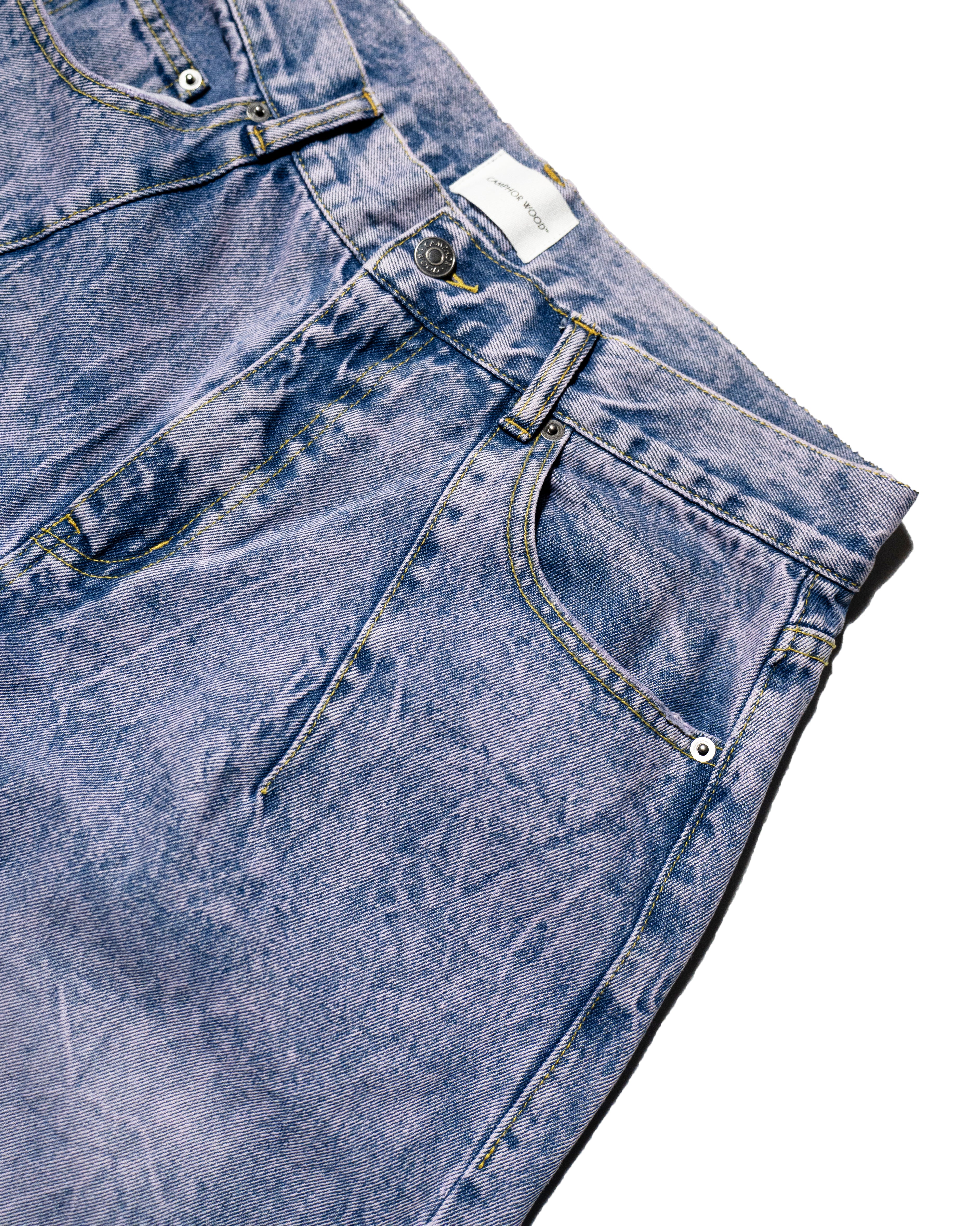 CRACKED CHEMICAL-WASHED WIDE BAGGY JEANS – CAMPHOR WOOD - OFFICIAL