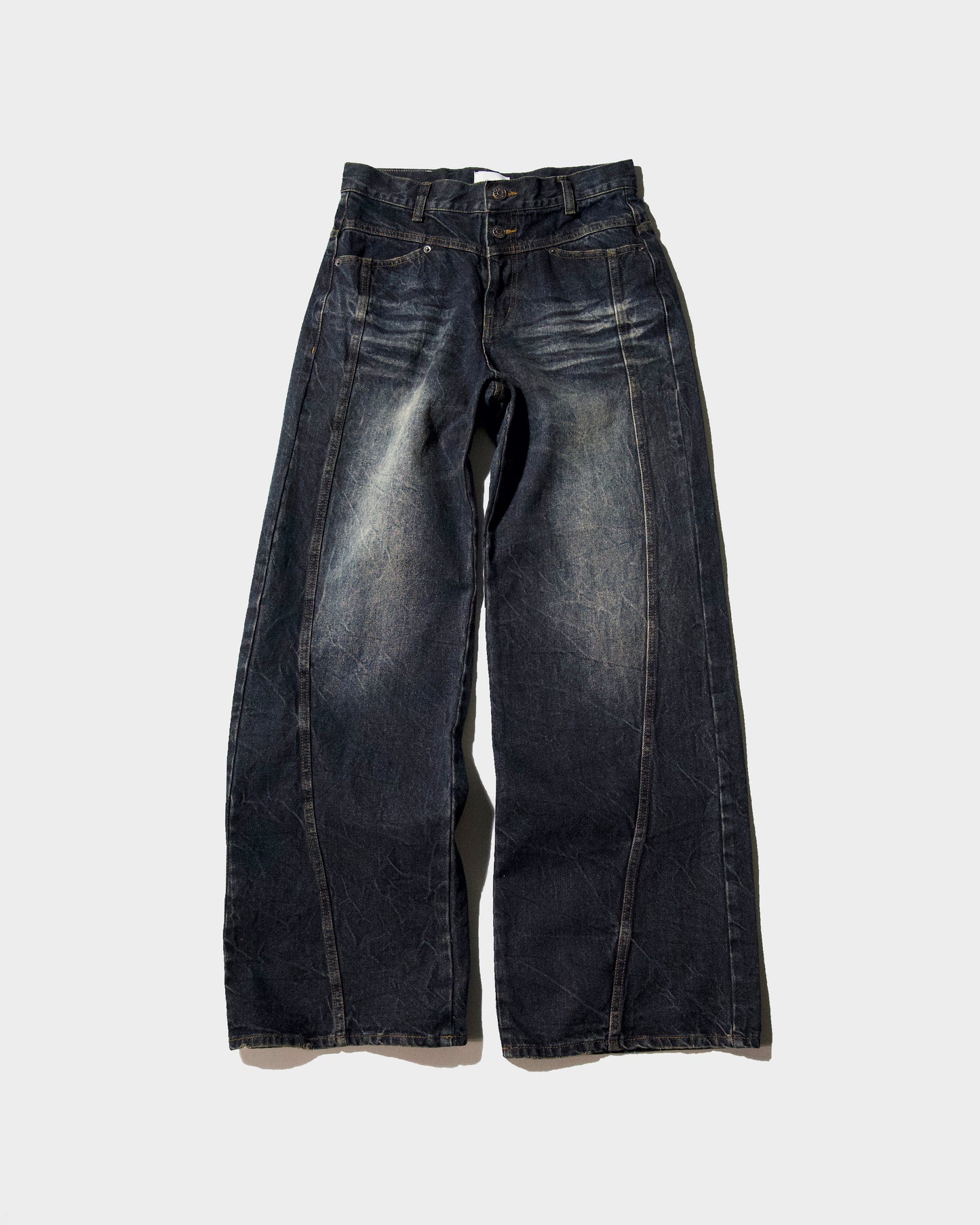 CRUSH FADE SIDE SEEM BOOTS CUT JEANS