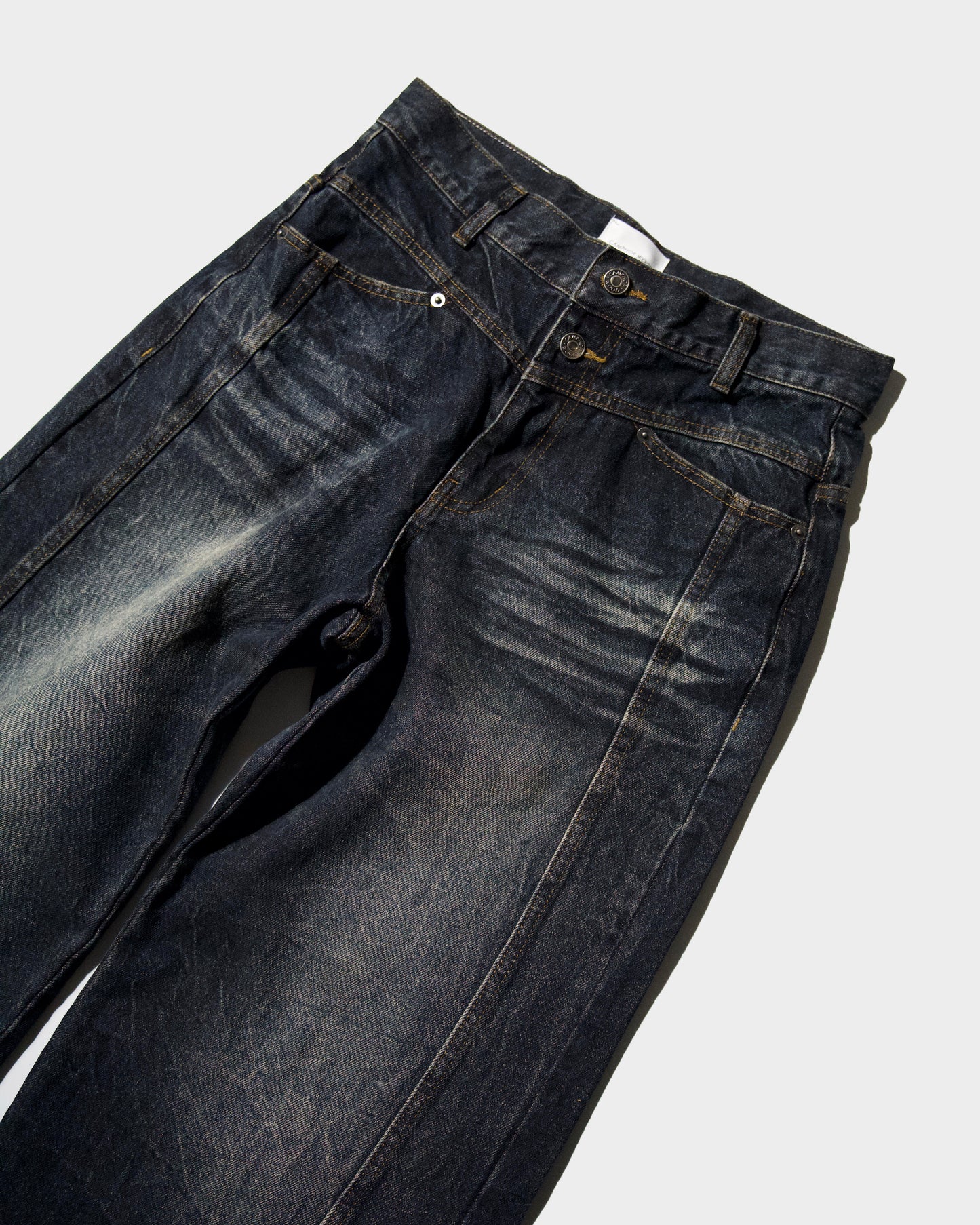 CRUSH FADE SIDE SEEM BOOTS CUT JEANS