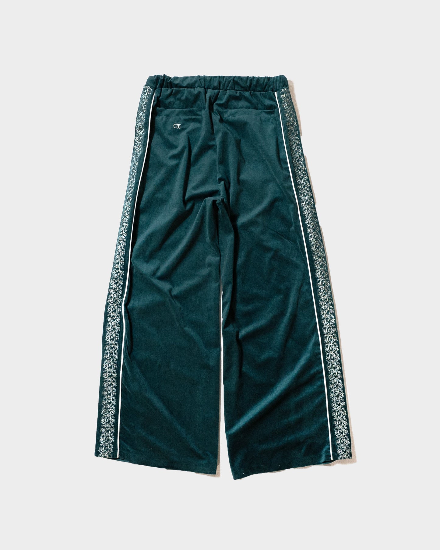 velvet flower embroidery line baggy track pants