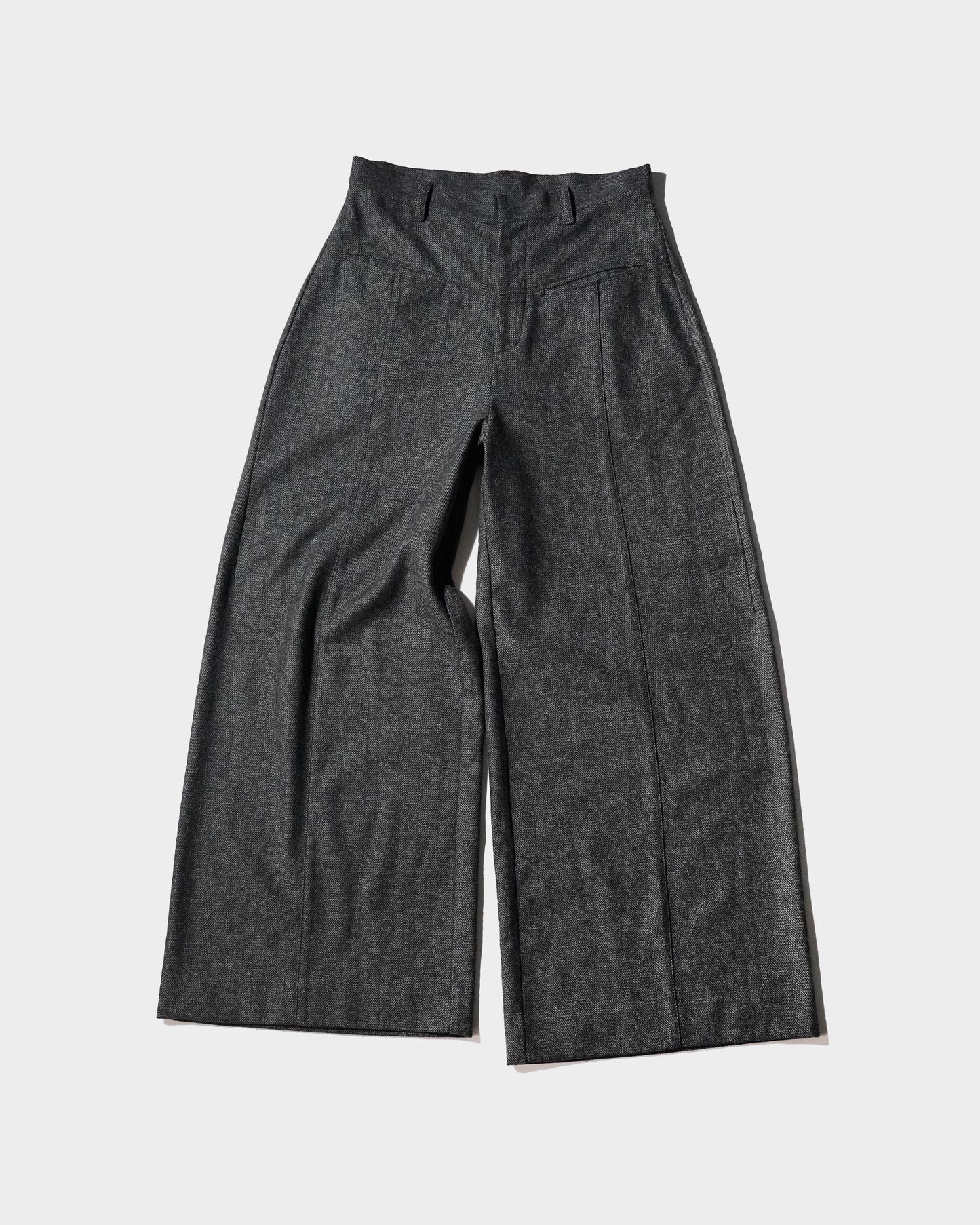 WIDE BAGGY SEEM TUCK TWEED SLACKS