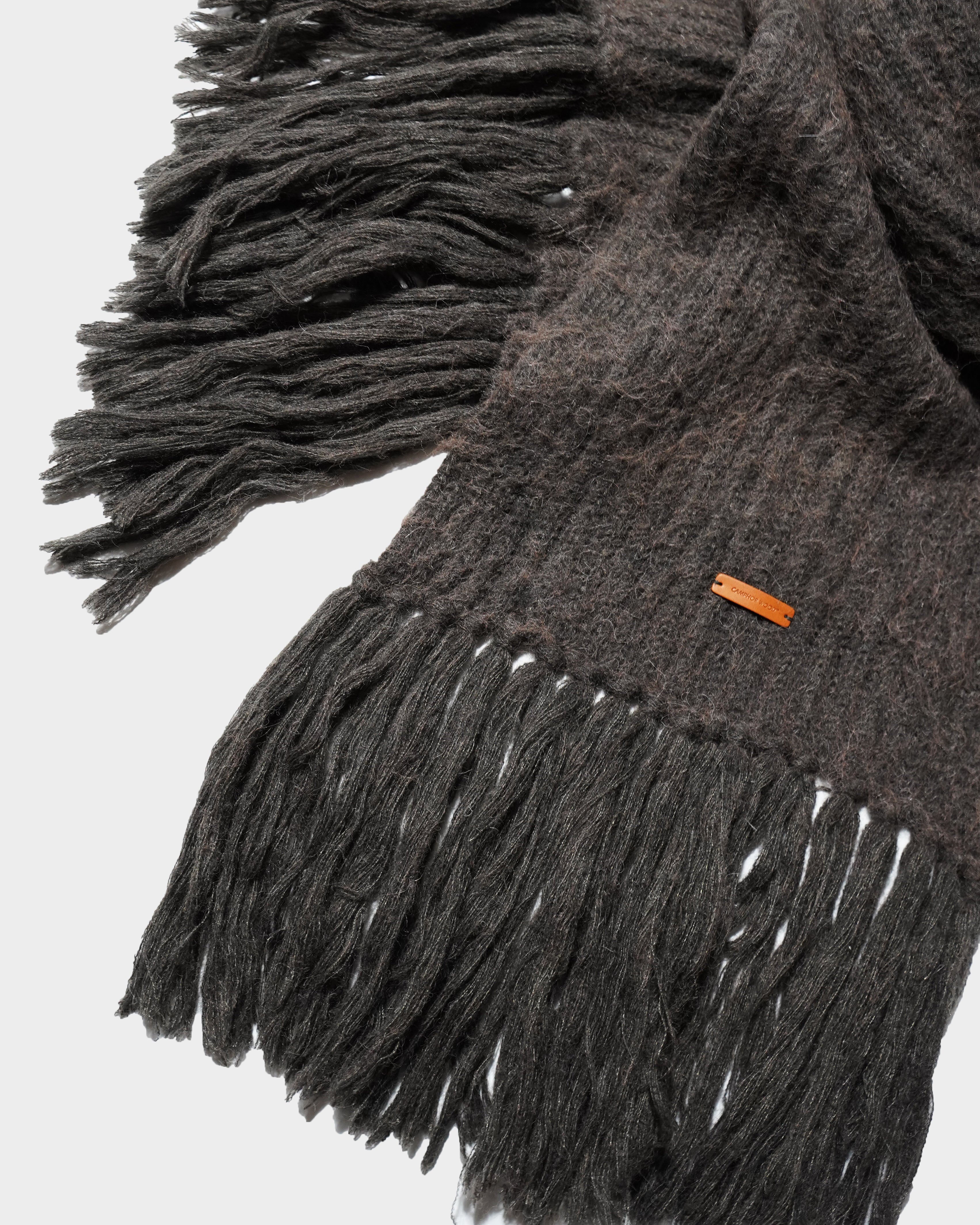 MOHAIR/ALPACA FRINGE LONG MUFFLER – CAMPHOR WOOD - OFFICIAL ONLINE