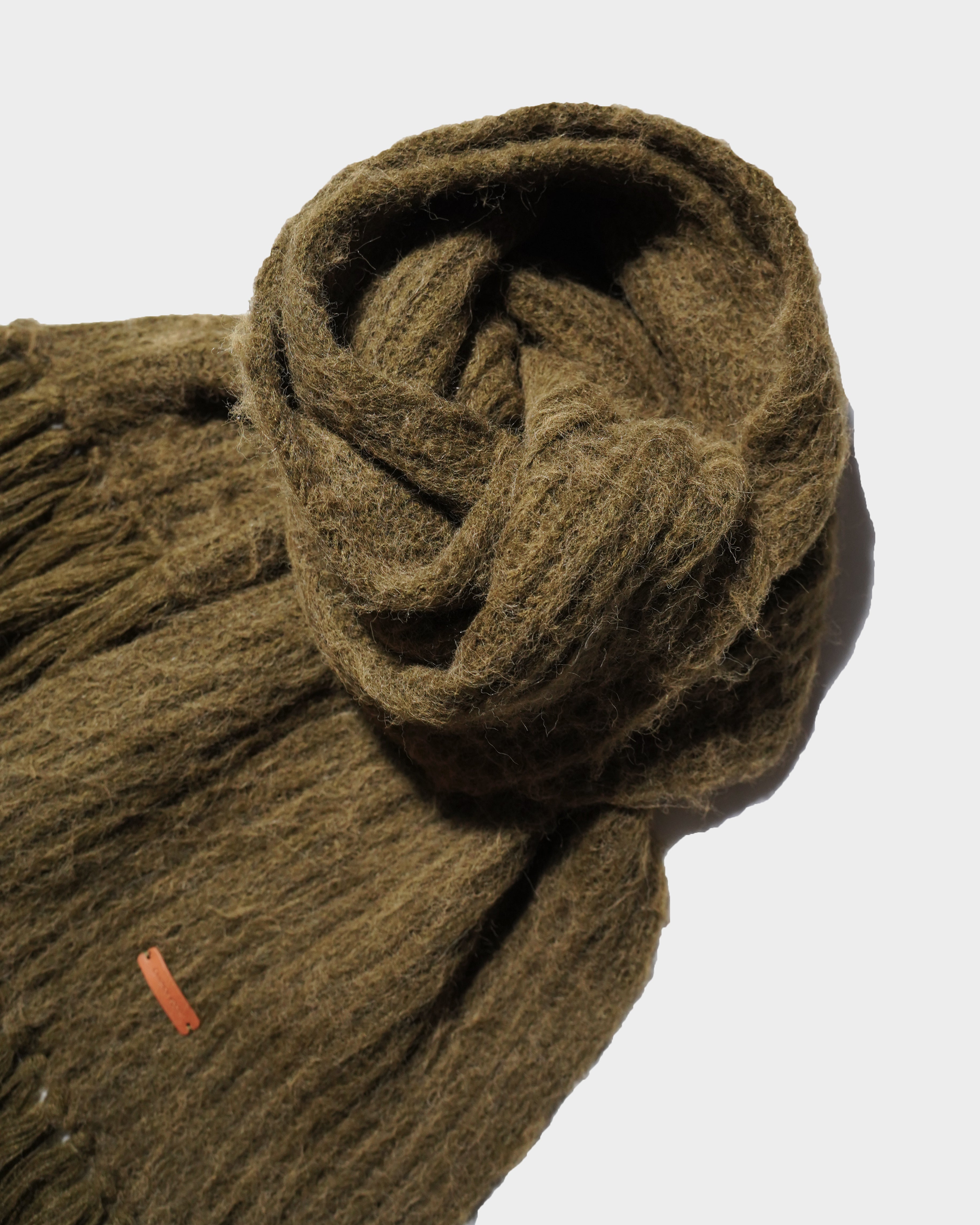 MOHAIR/ALPACA FRINGE LONG MUFFLER – CAMPHOR WOOD - OFFICIAL ONLINE