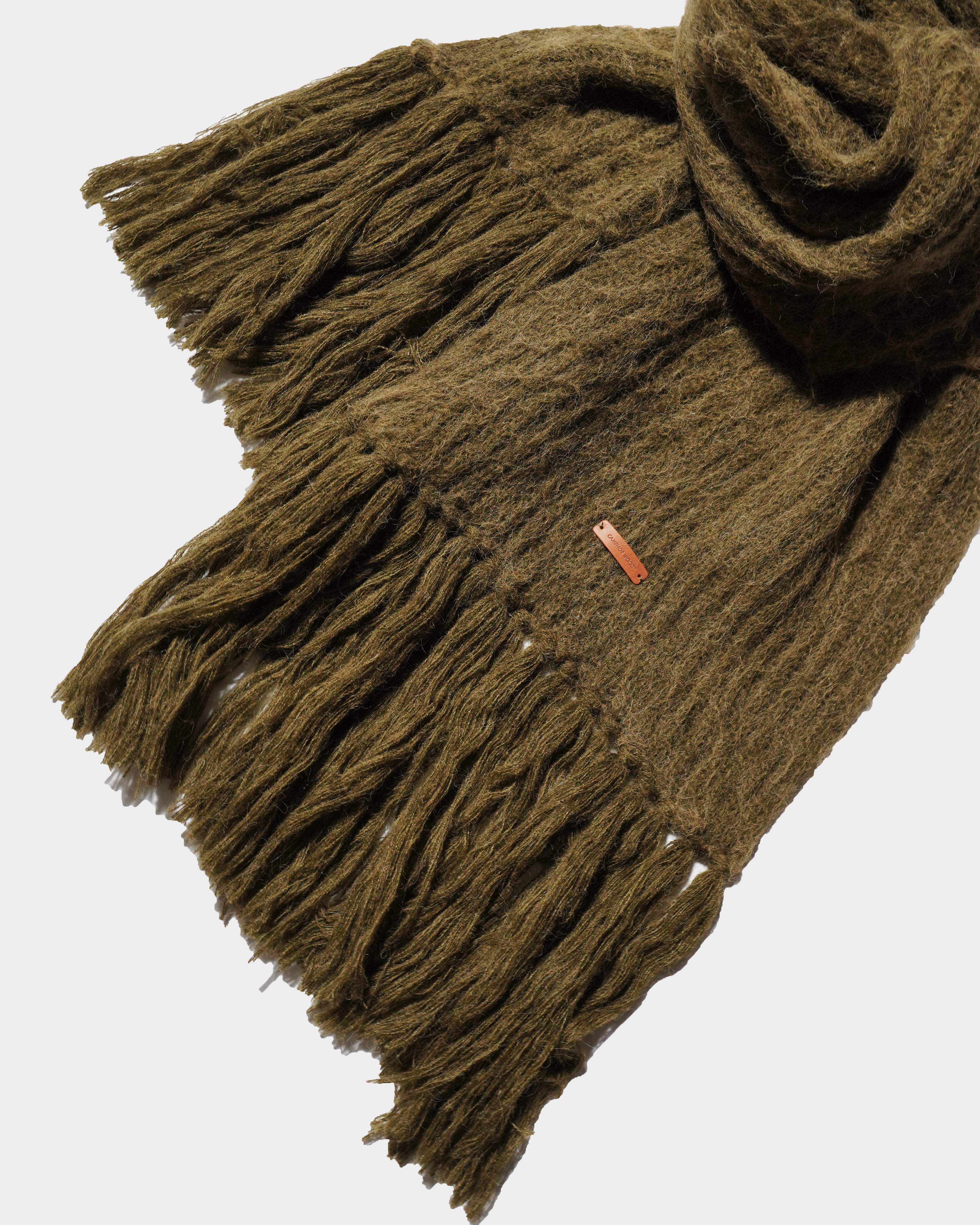 MOHAIR/ALPACA FRINGE LONG MUFFLER – CAMPHOR WOOD - OFFICIAL ONLINE