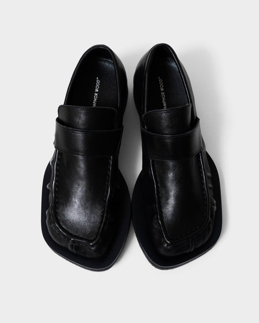 GATHERED COW LEATHER LOAFER