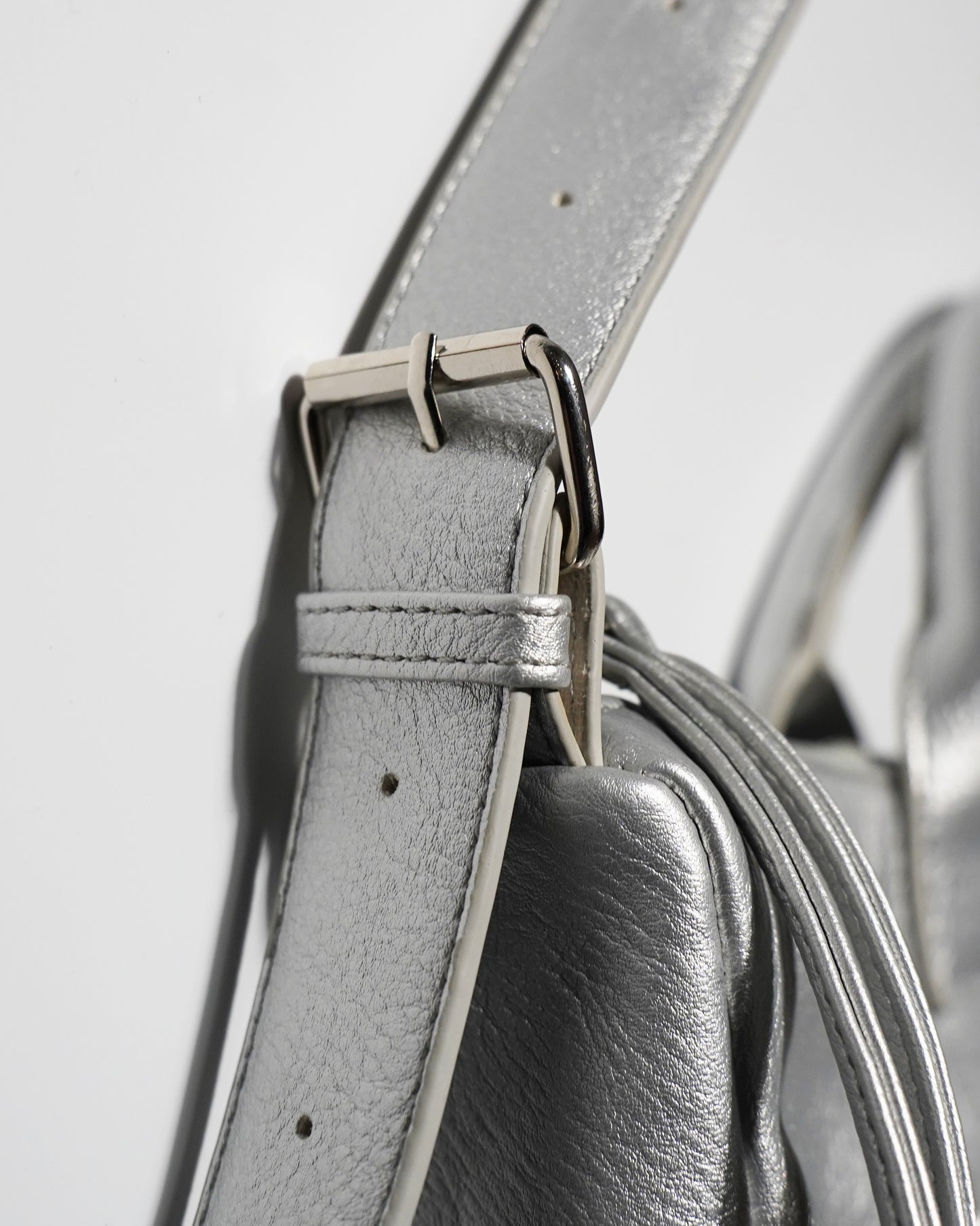 FAUX LEATHER MULTI POCKET SHOULDER BAG - SILVER