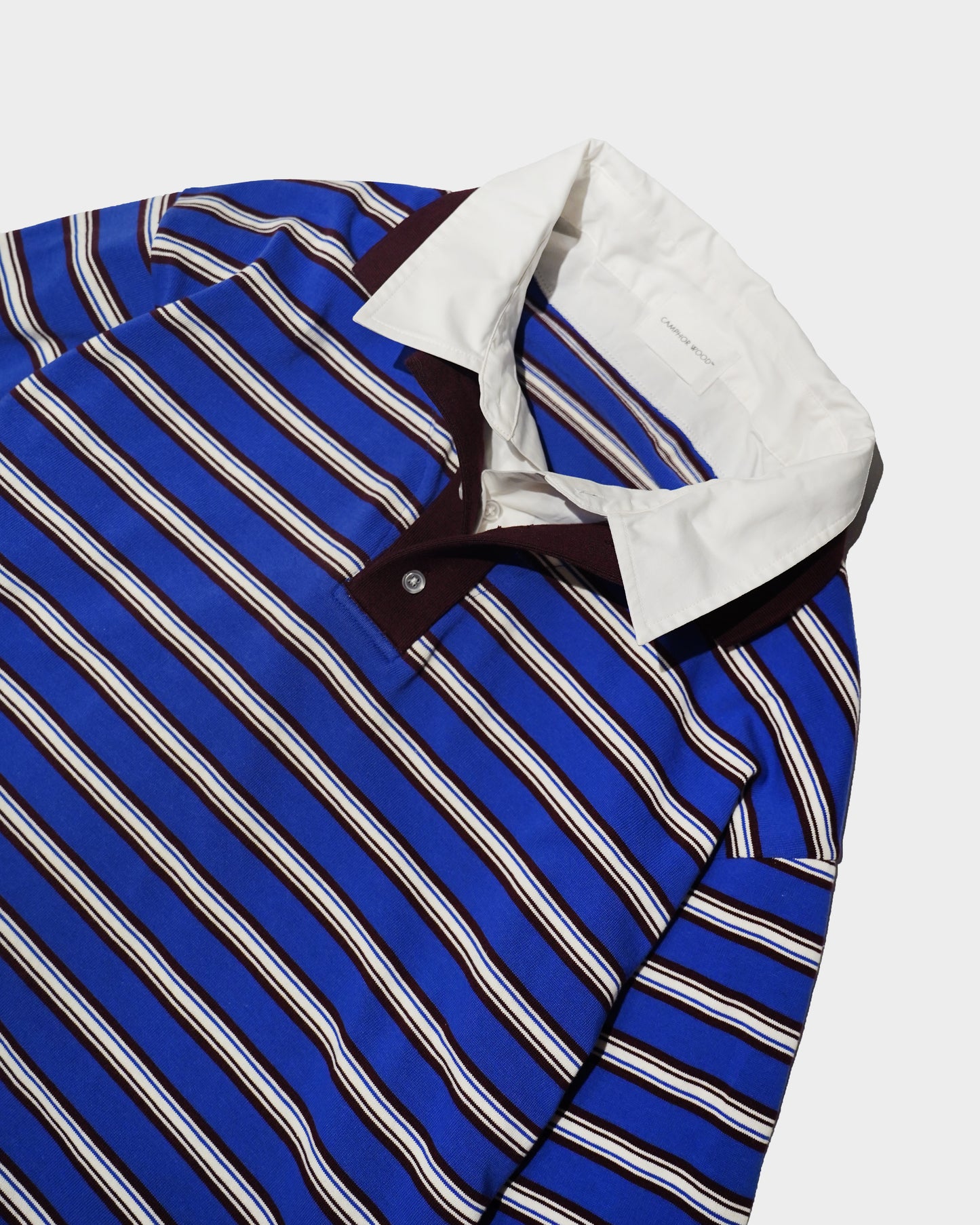 DOUBLE COLLAR LAYERED BORDER POLO L/S SHIRTS