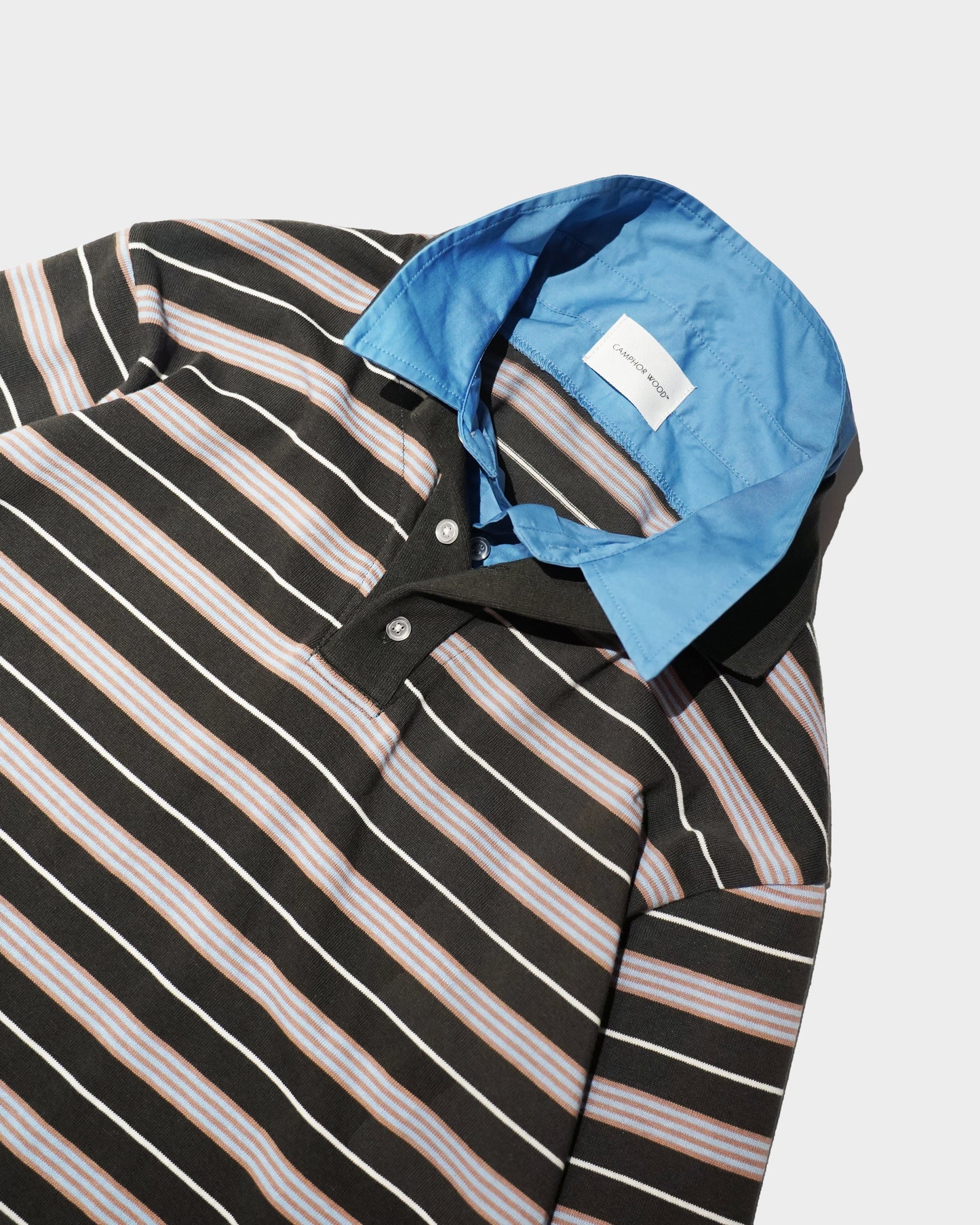 DOUBLE COLLAR LAYERED BORDER POLO L/S SHIRTS