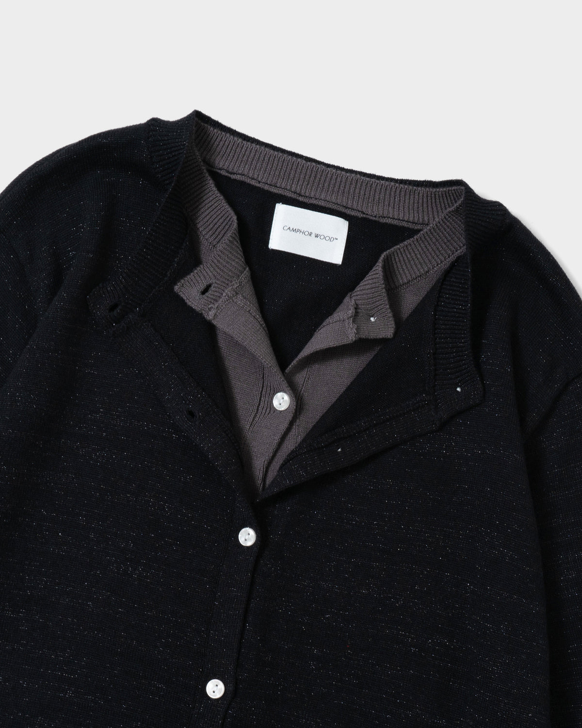 DOUBLE LAYERED KNIT CARDIGAN