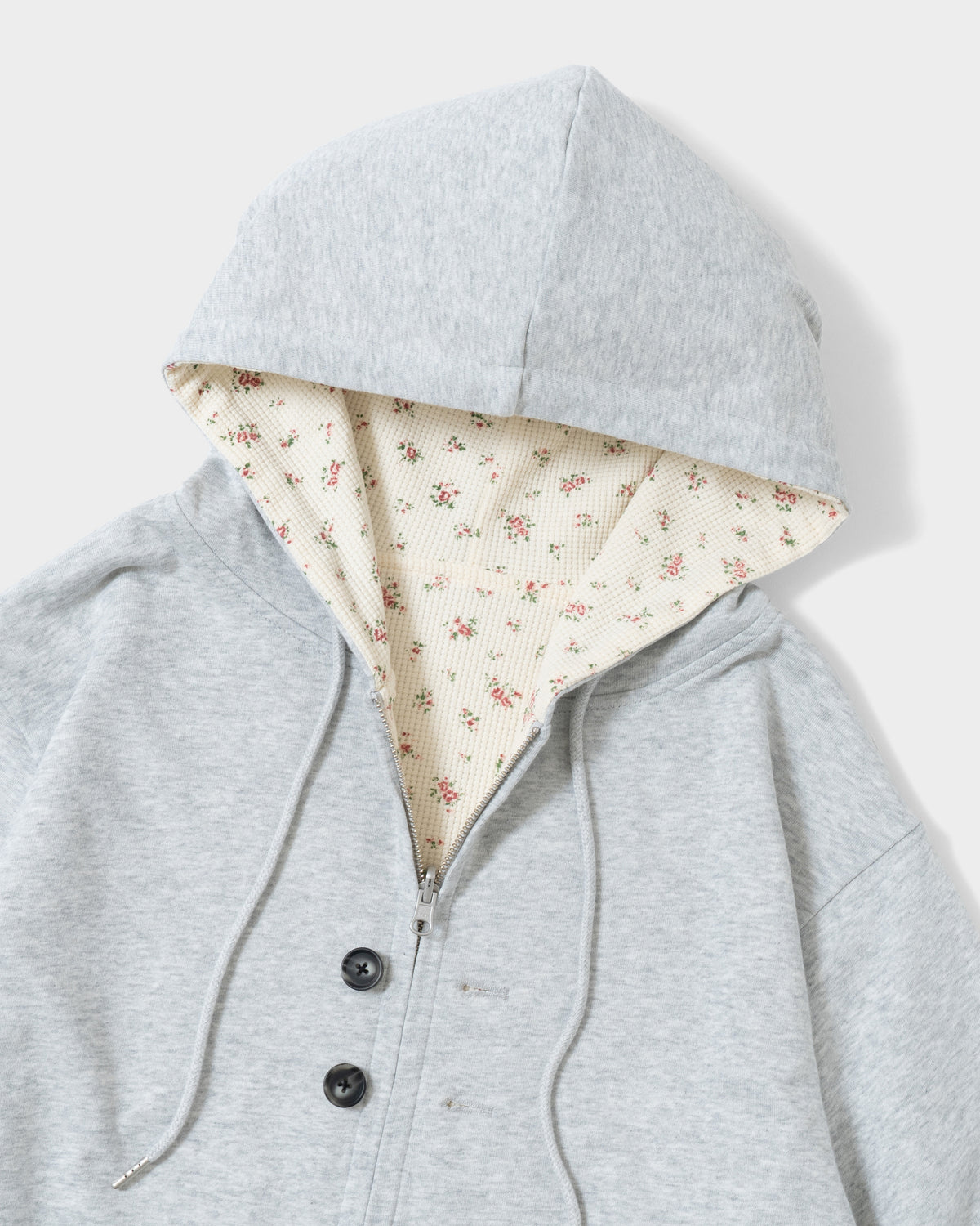 REVERSIBLE FLOWER THERMAL HOODIE