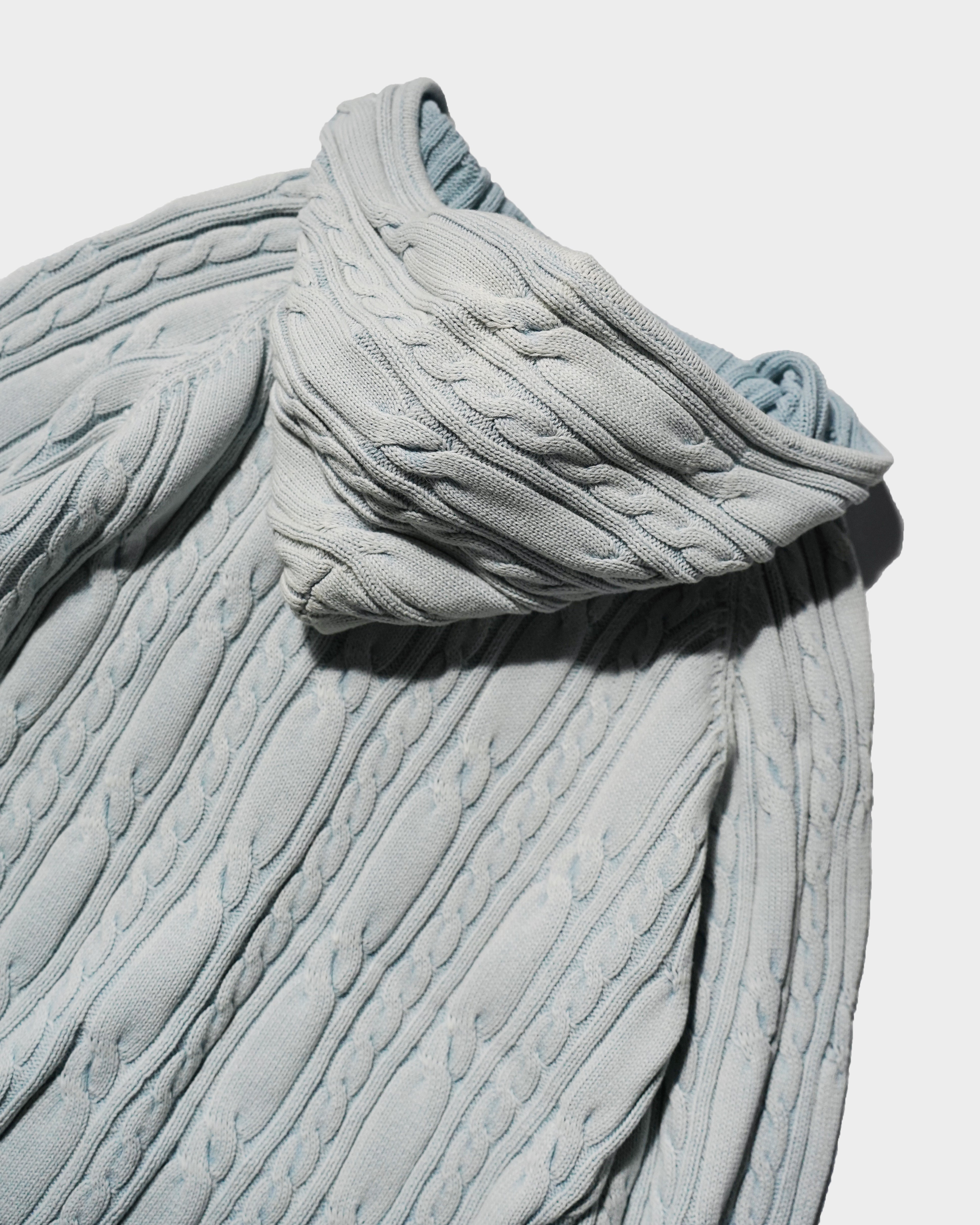 STONE WASH DOUBLE ZIP CABLE KNIT HOODIE – CAMPHOR WOOD - OFFICIAL
