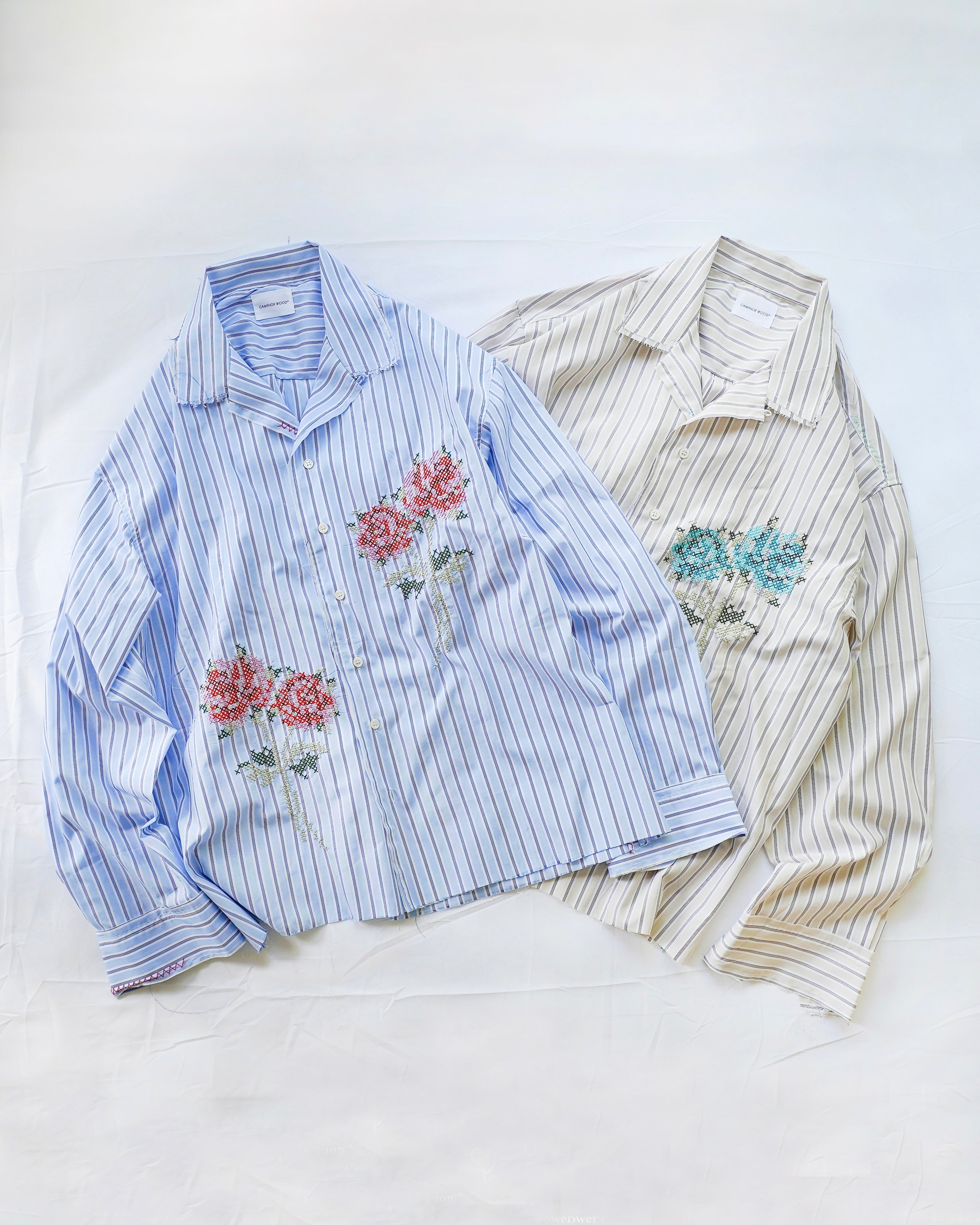 トップス Camphor wood flower embroideryshirt Camphor wood flower embroidery shirts