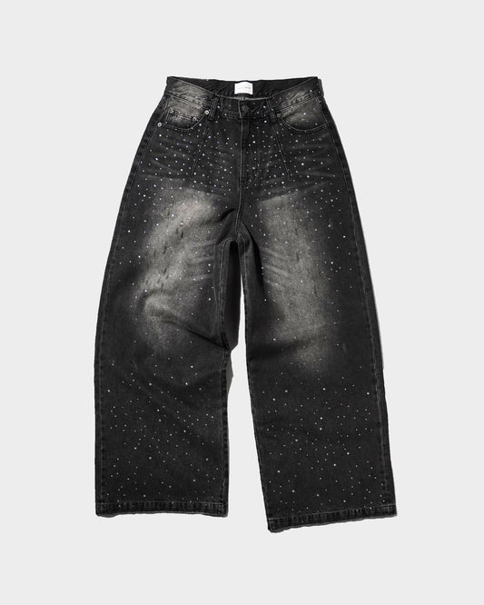 WIDE BAGGY RHINESTONE DENIM