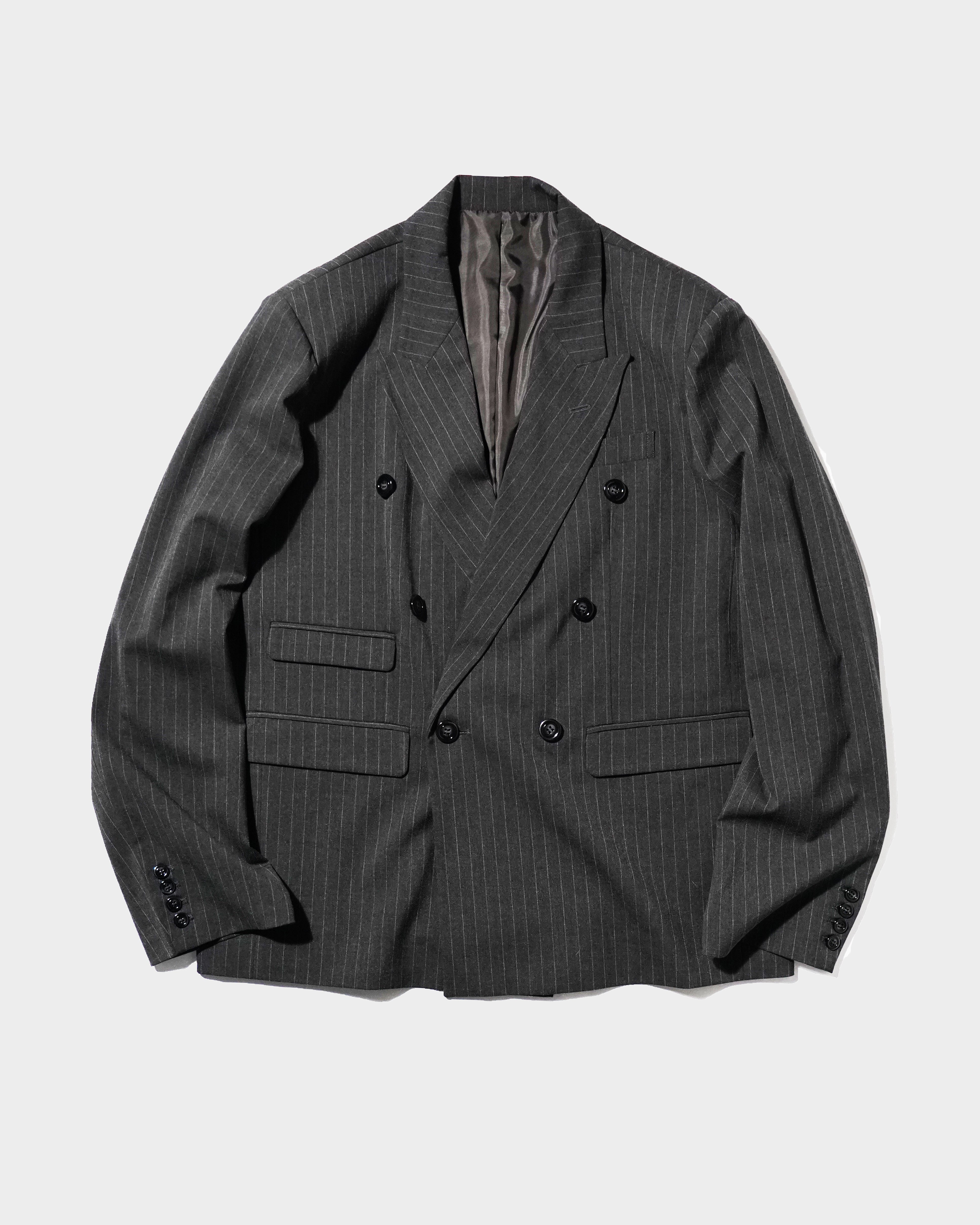 DOUBLE BREASTED STRIPE TAILORED JACKET – CAMPHOR WOOD - OFFICIAL