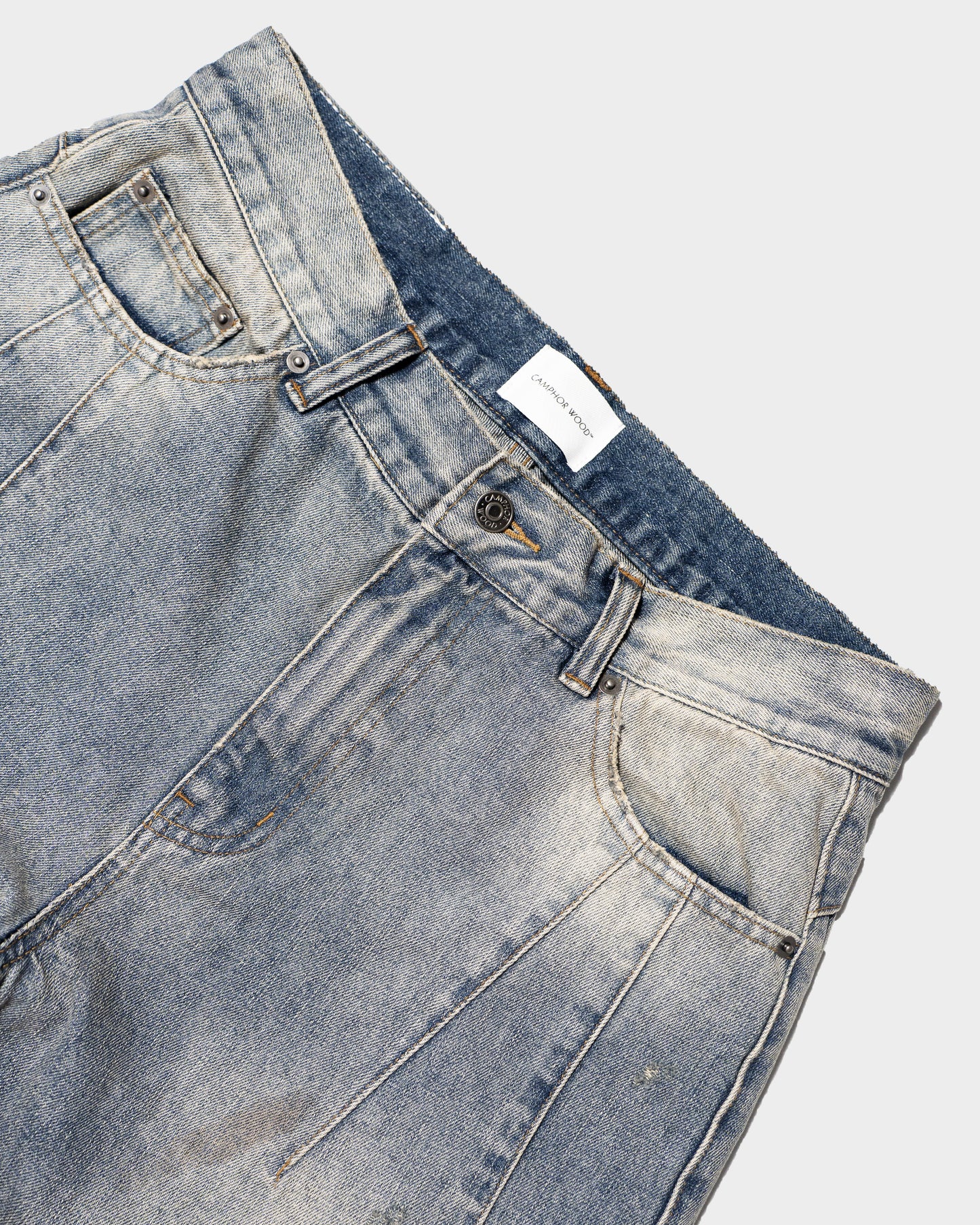 SIDE SEAM SEMI-FLARE SLUB JEANS