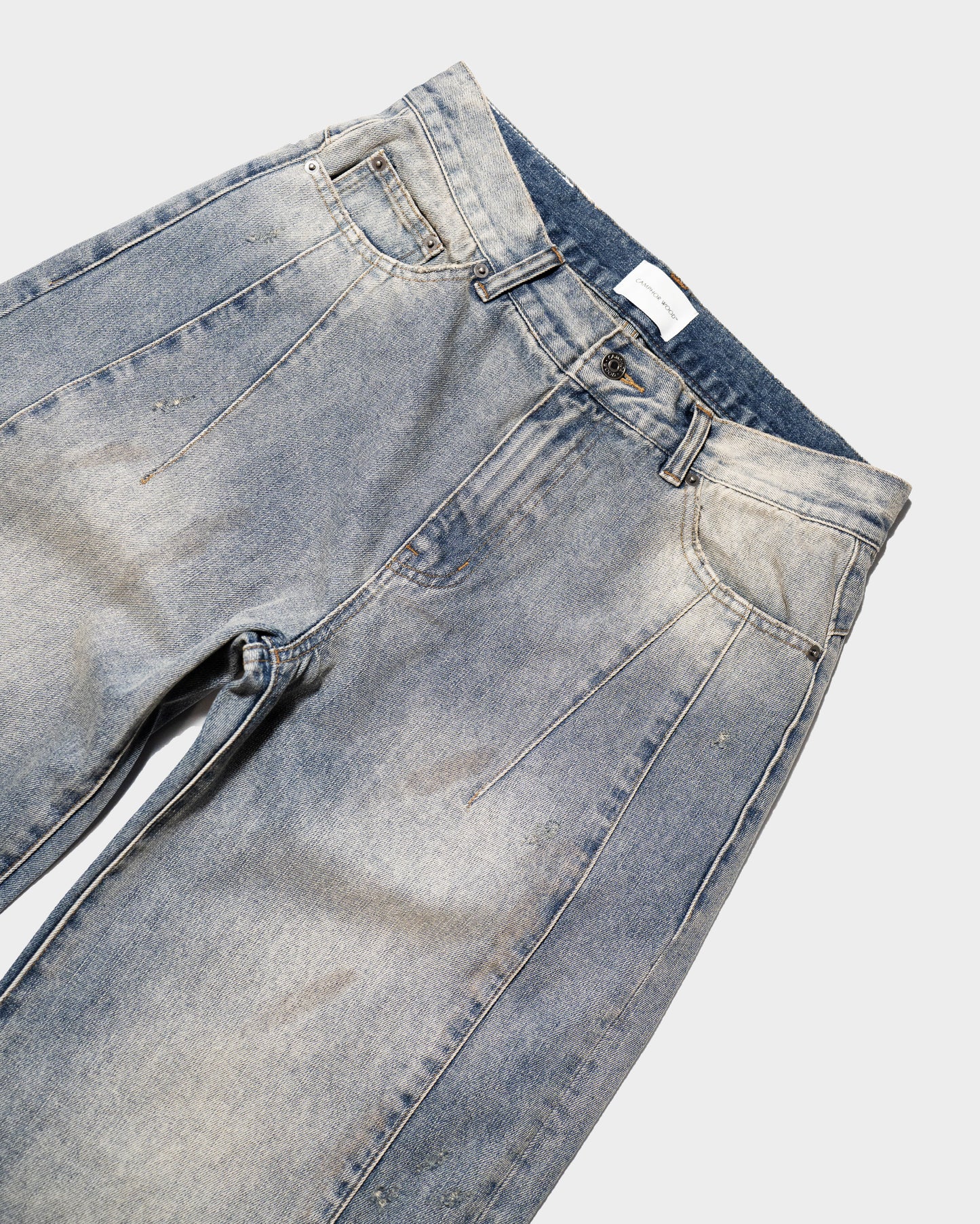 SIDE SEAM SEMI-FLARE SLUB JEANS
