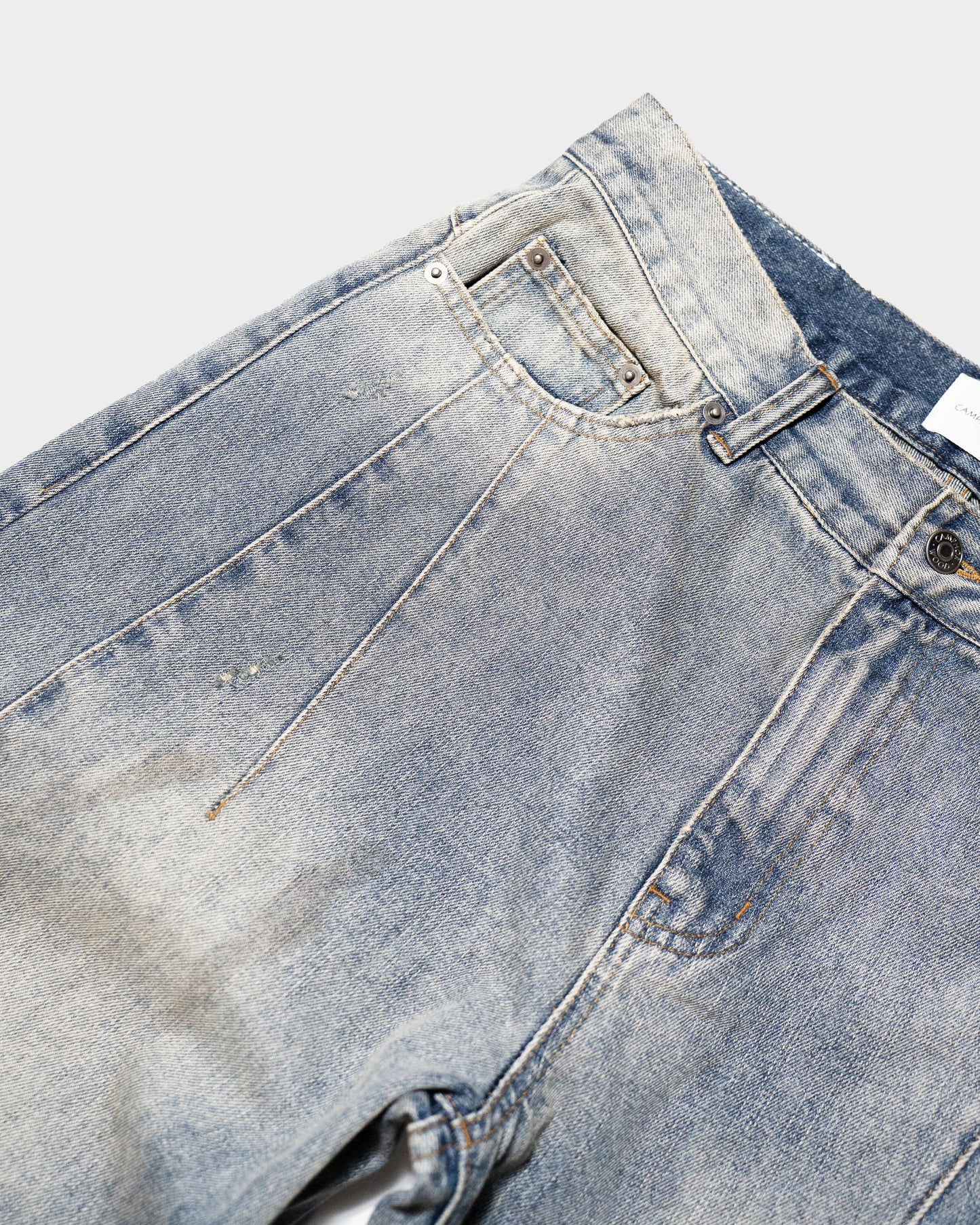SIDE SEAM SEMI-FLARE SLUB JEANS