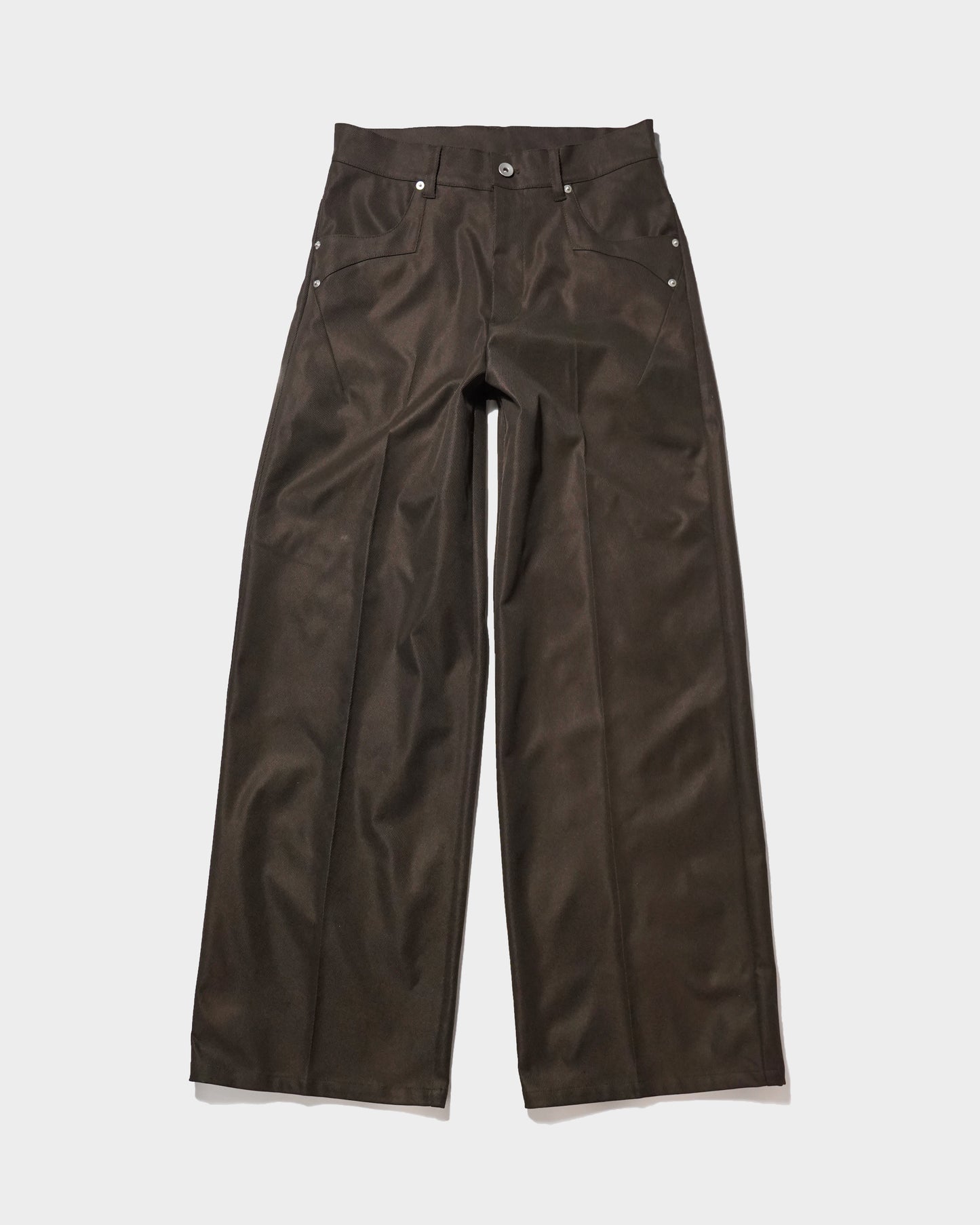 PRESSED POLYESTER FLARE SLACKS
