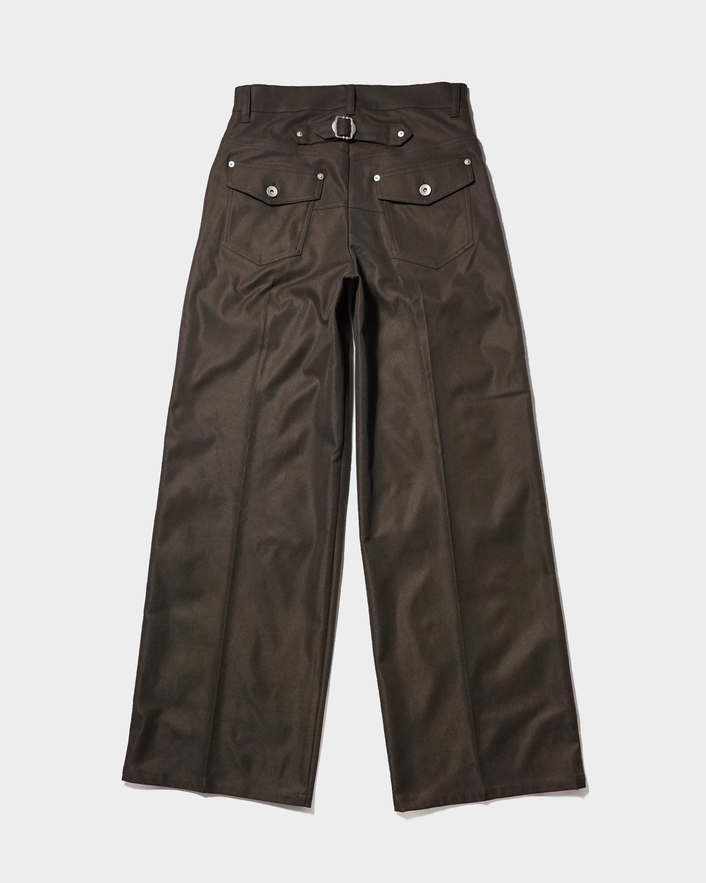 PRESSED POLYESTER FLARE SLACKS