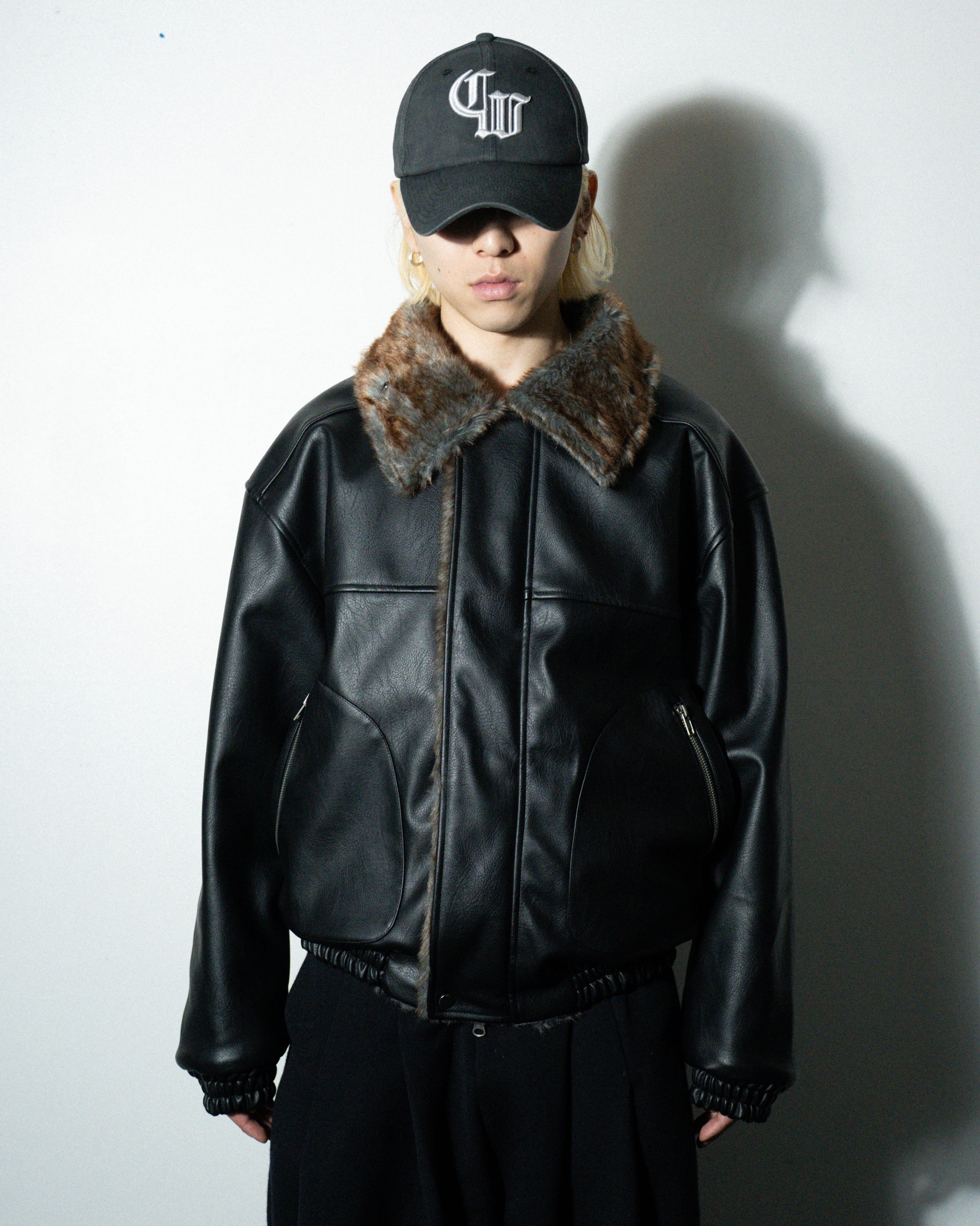 camphor wood ジャケット leather/fur faux reversible flight jacket / フェイクレザー