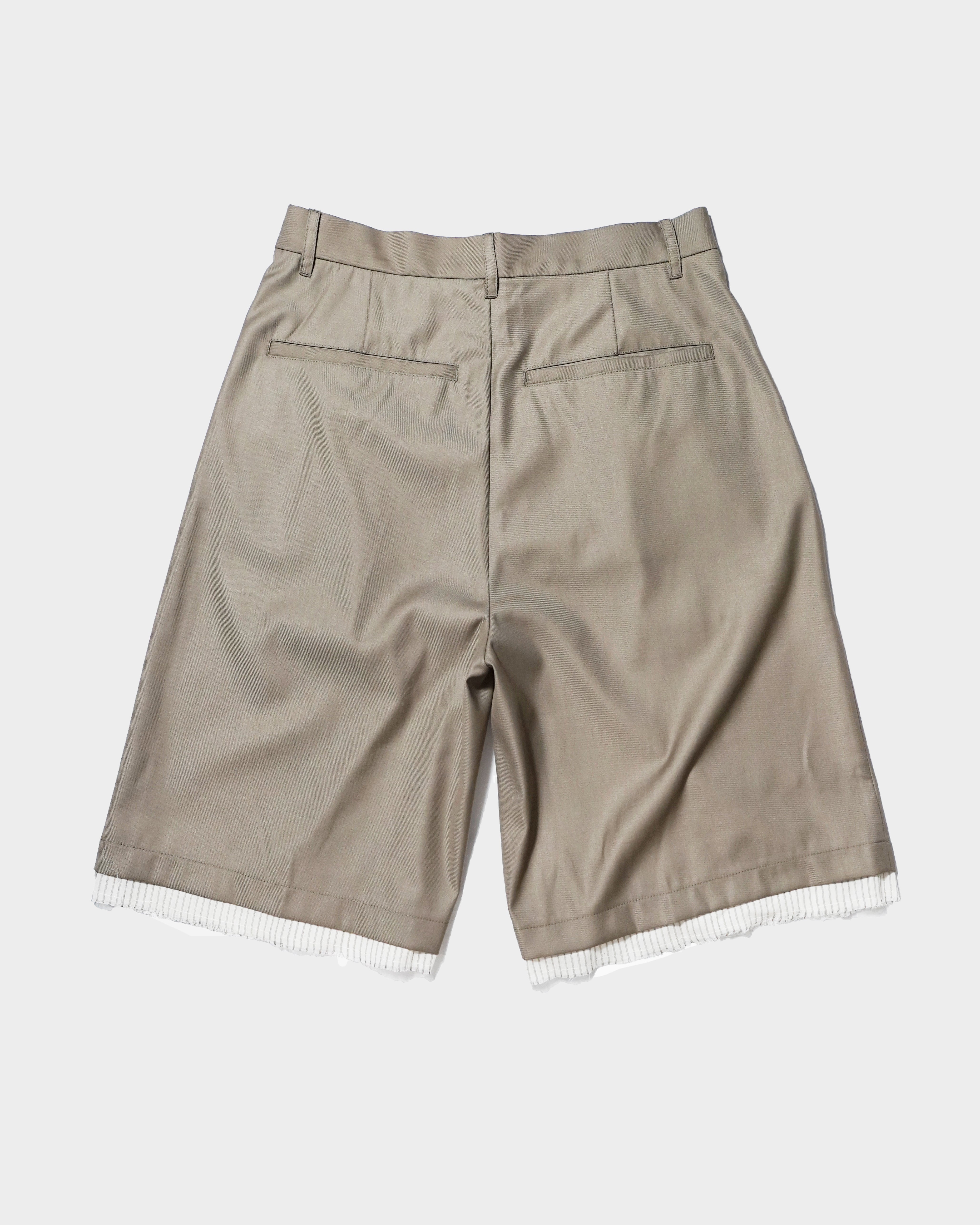 CUT OFF LAYERED SLACKS SHORTS – CAMPHOR WOOD - OFFICIAL ONLINE