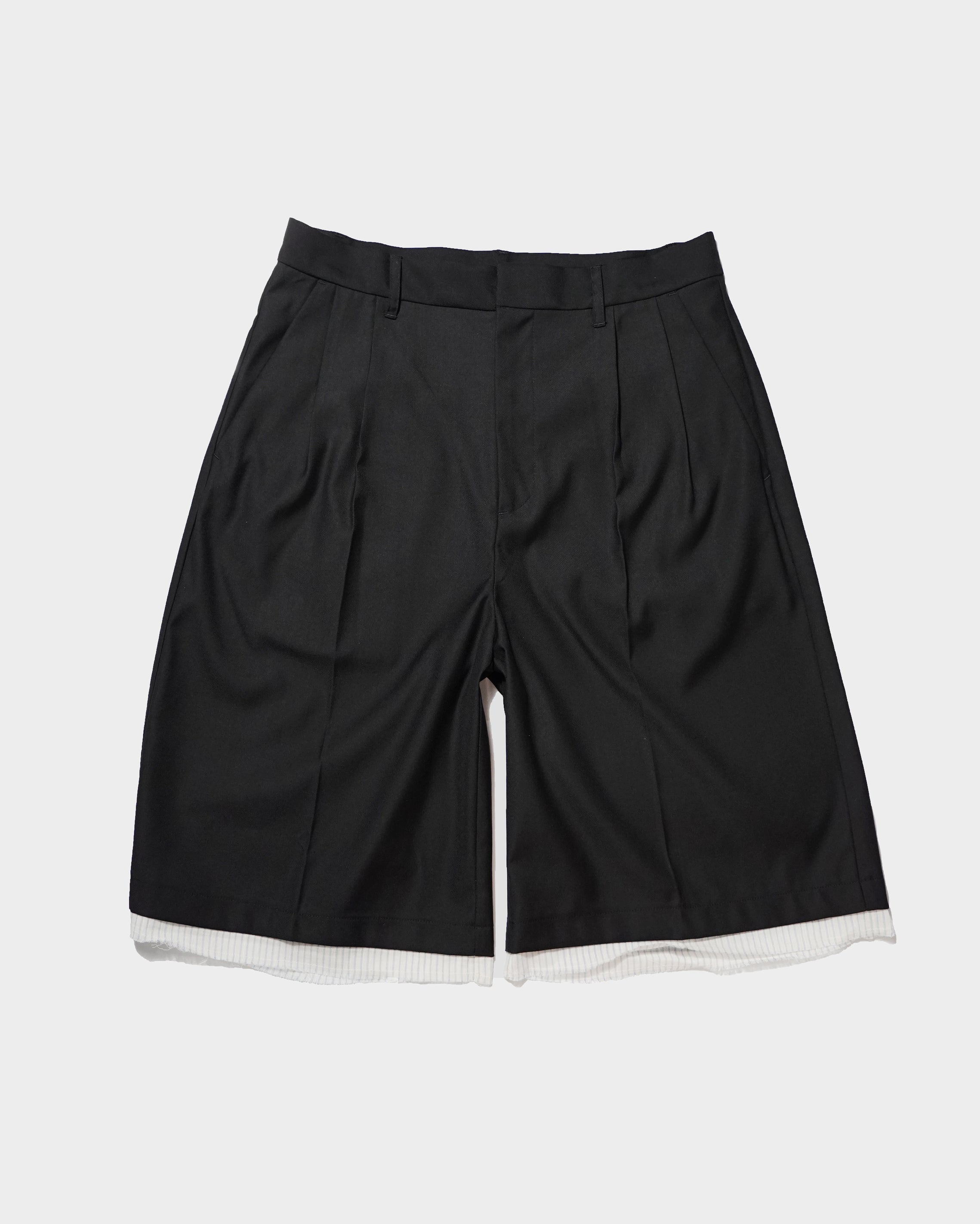 CUT OFF LAYERED SLACKS SHORTS – CAMPHOR WOOD - OFFICIAL ONLINE