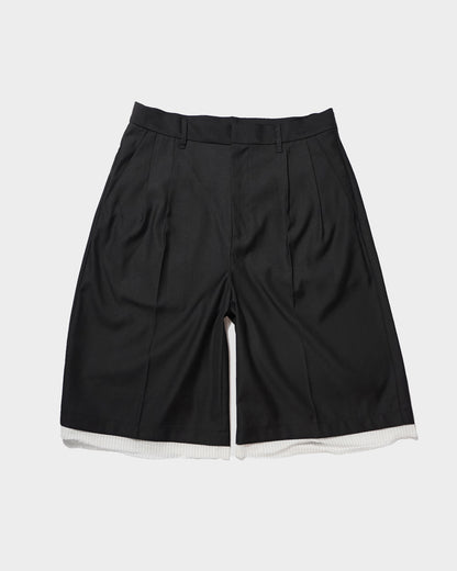 CUT OFF LAYERED SLACKS SHORTS