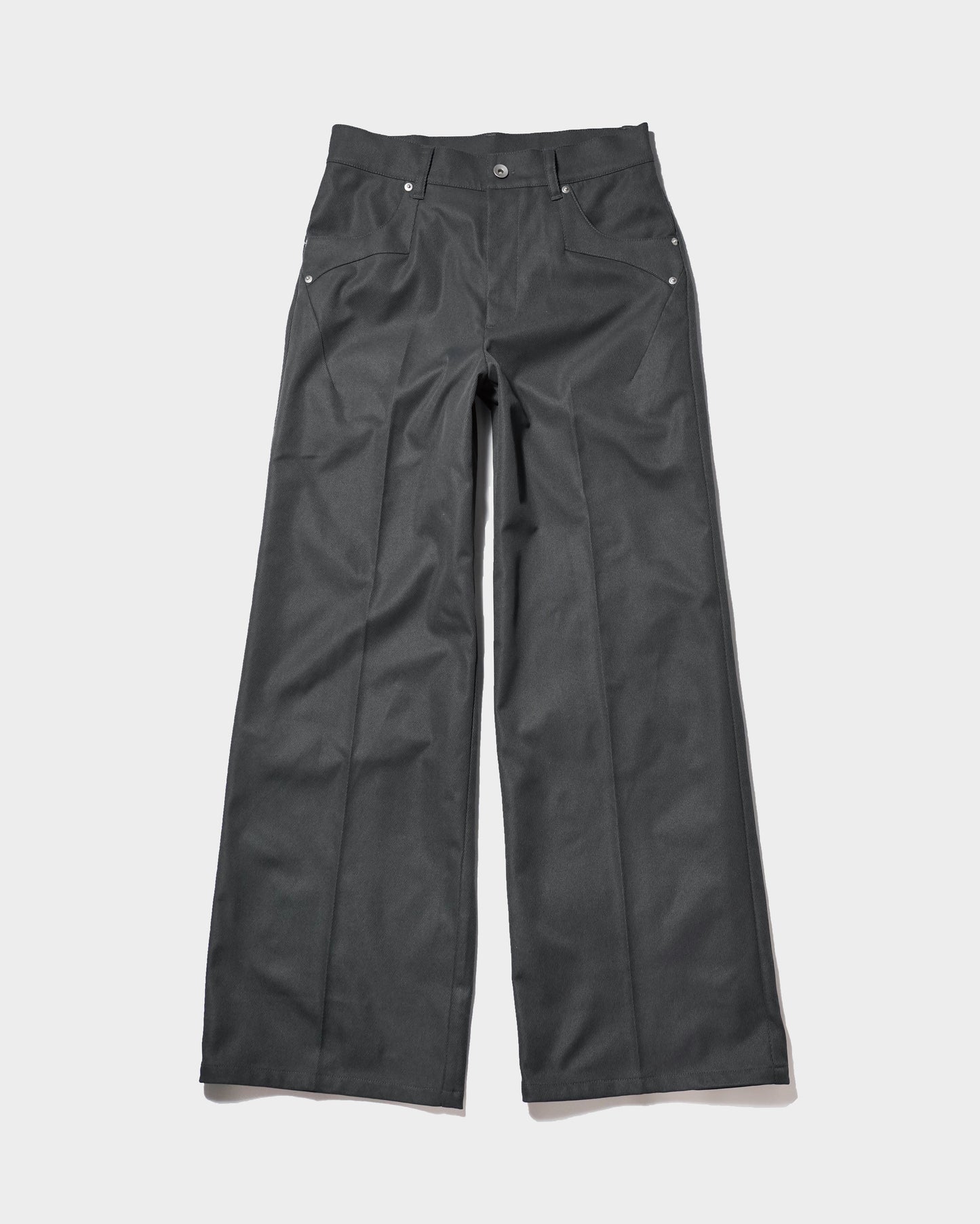 PRESSED POLYESTER FLARE SLACKS