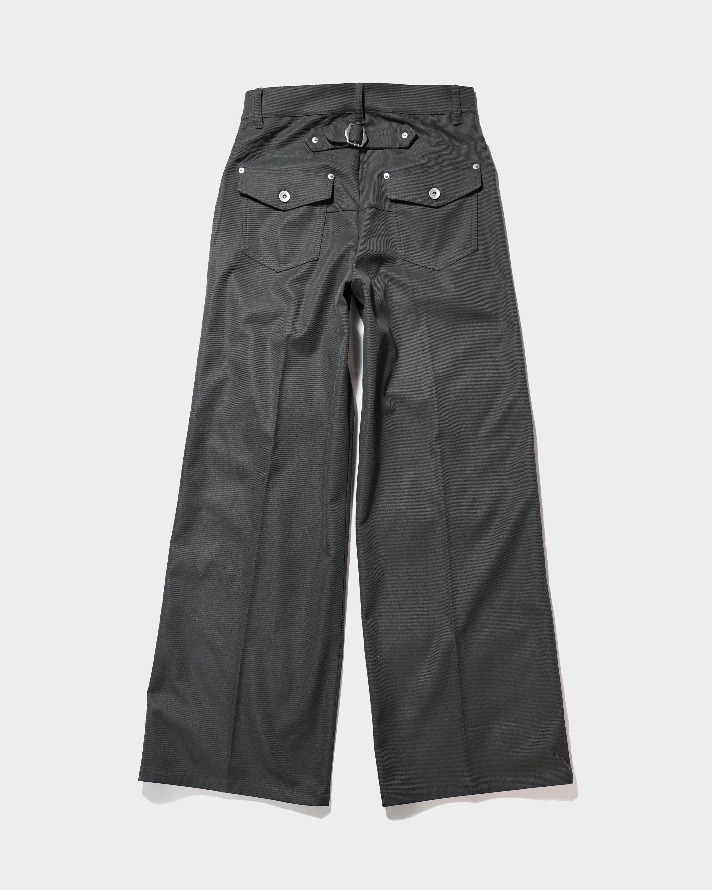 PRESSED POLYESTER FLARE SLACKS – CAMPHOR WOOD - OFFICIAL ONLINE