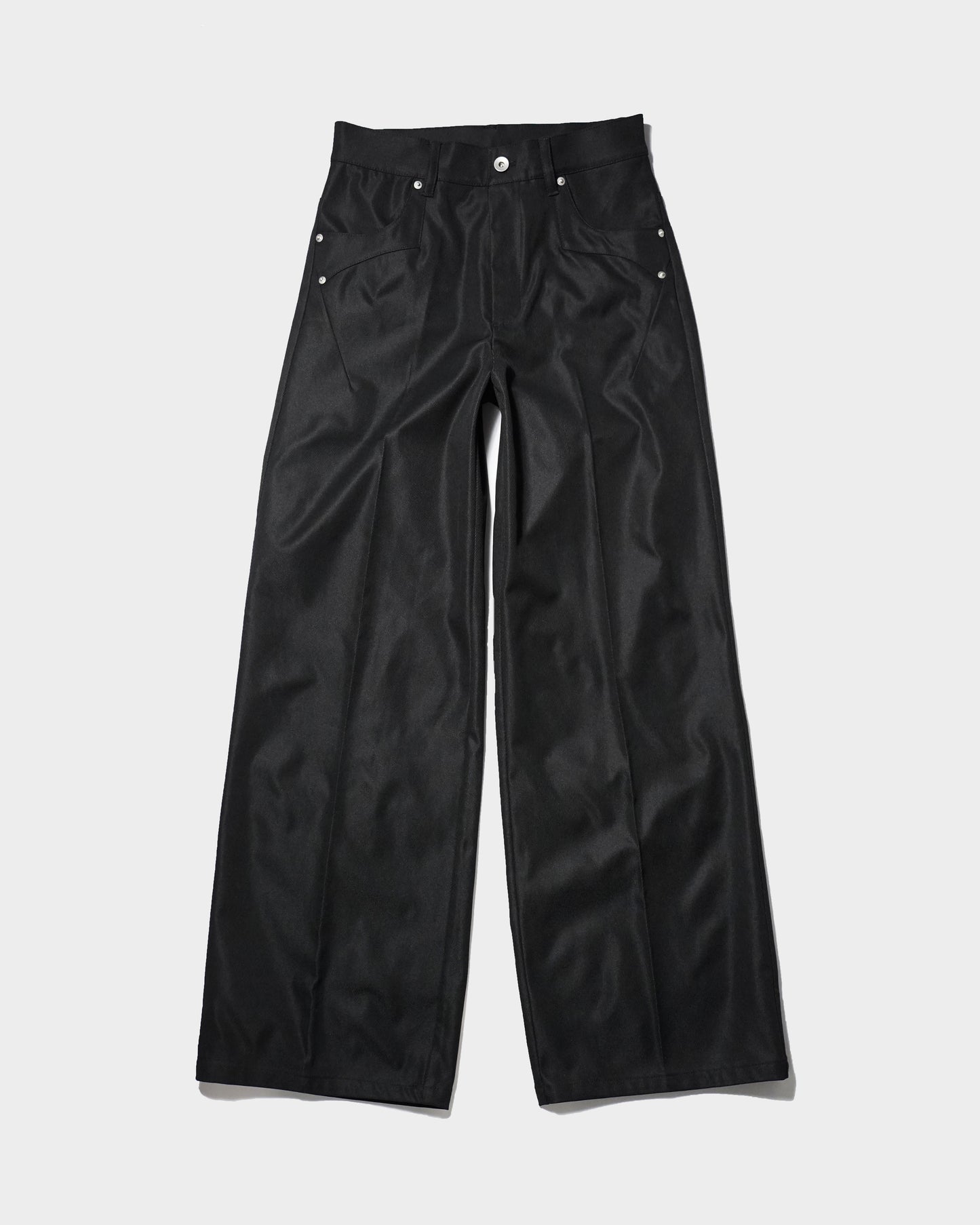 PRESSED POLYESTER FLARE SLACKS