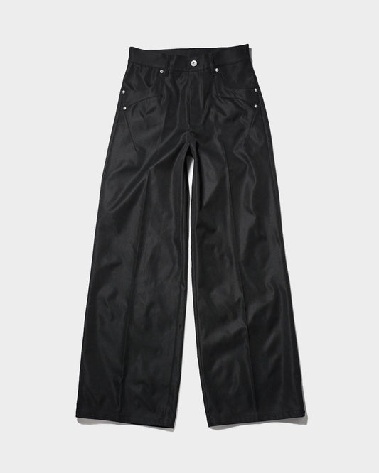 PRESSED POLYESTER FLARE SLACKS