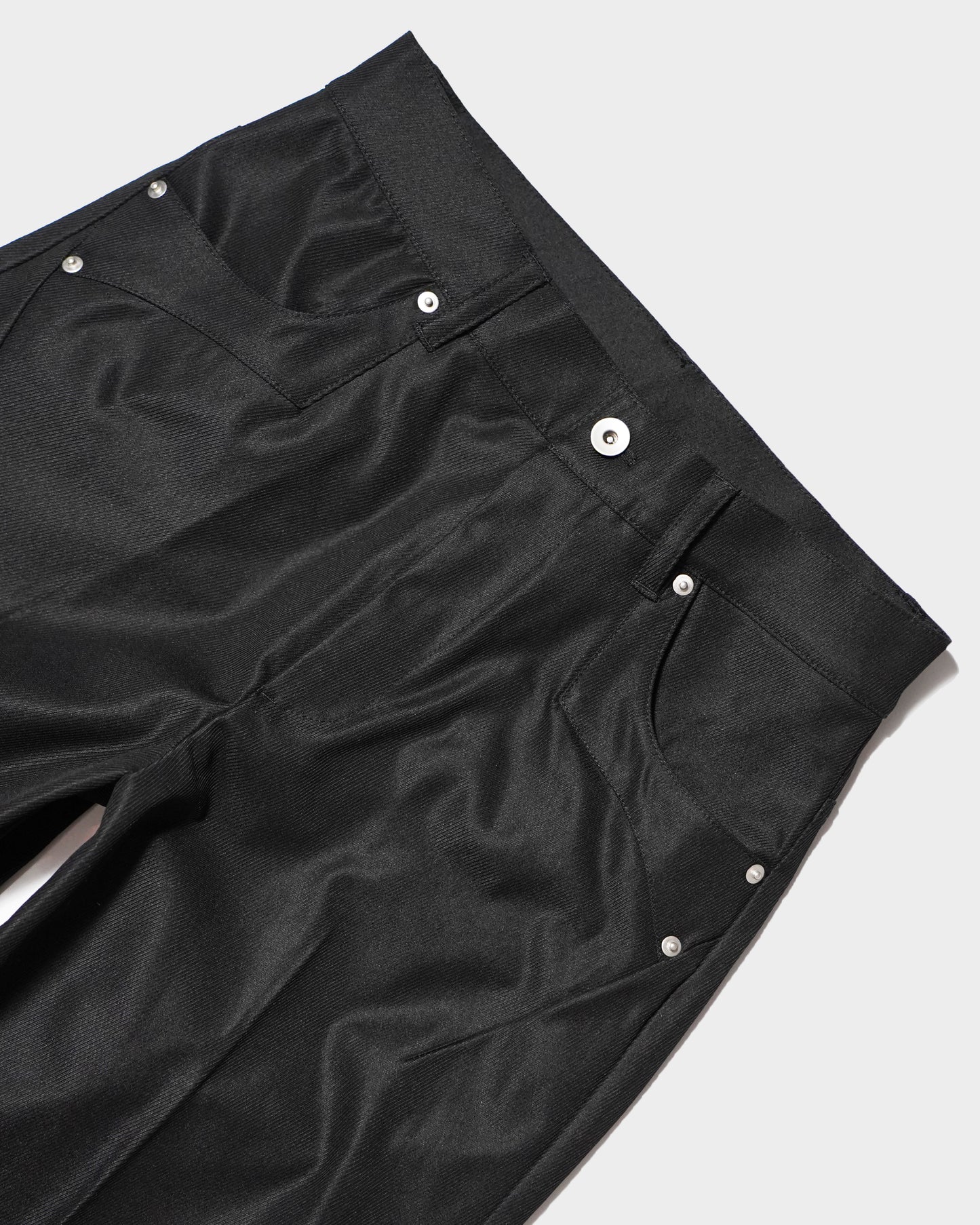 PRESSED POLYESTER FLARE SLACKS