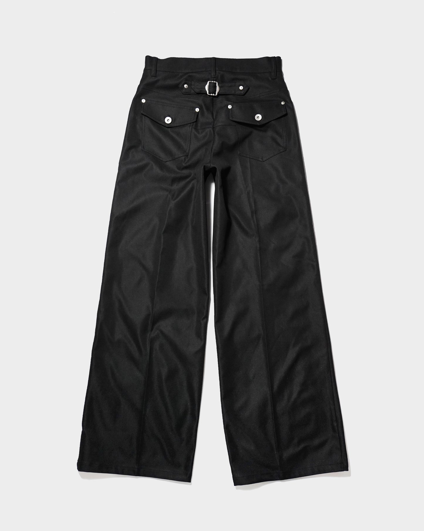 PRESSED POLYESTER FLARE SLACKS