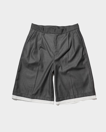 CUT OFF LAYERED SLACKS SHORTS