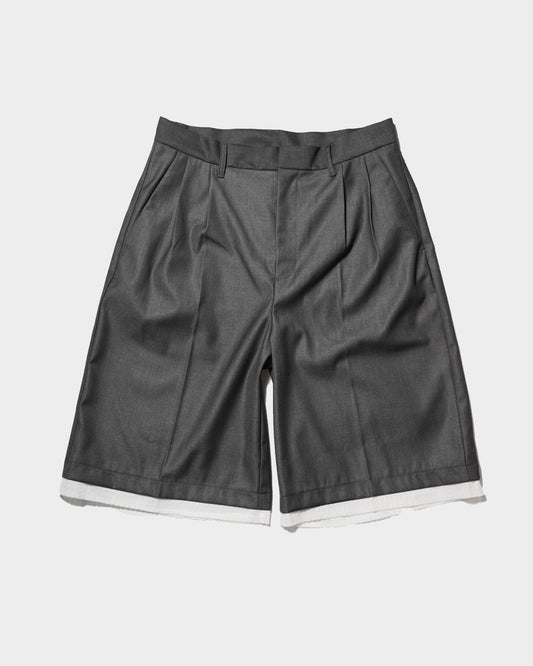 CUT OFF LAYERED SLACKS SHORTS