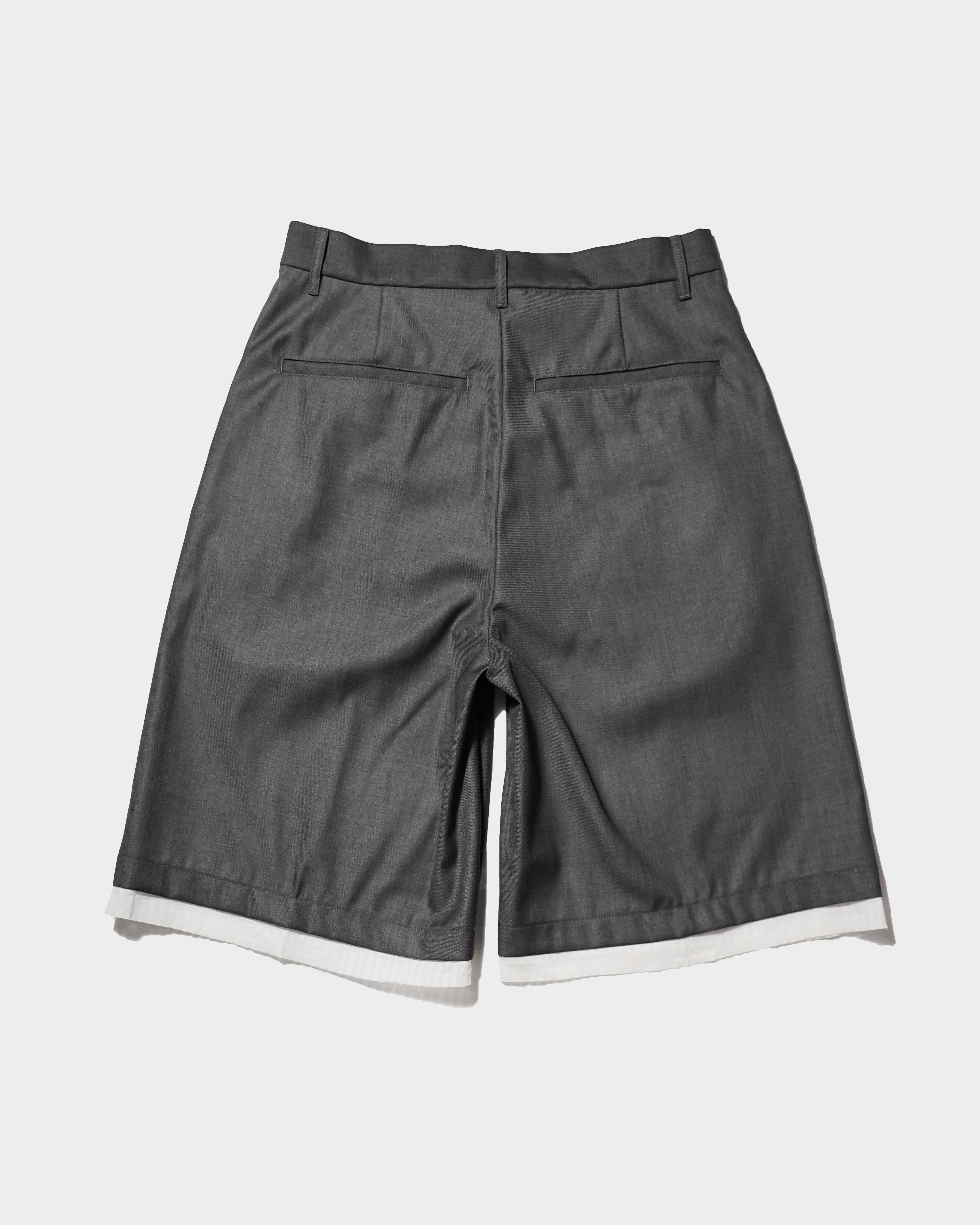 CUT OFF LAYERED SLACKS SHORTS – CAMPHOR WOOD - OFFICIAL ONLINE