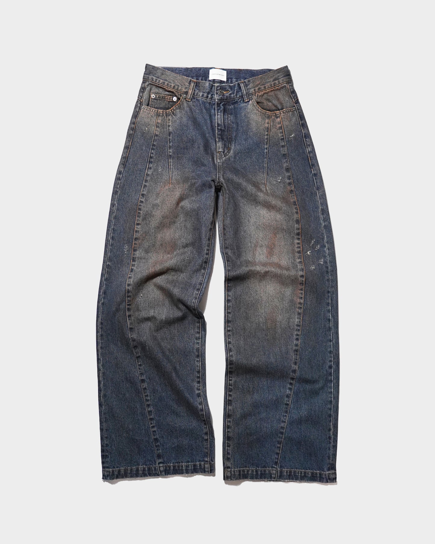 SIDE SEAM SEMI-FLARE SLUB JEANS