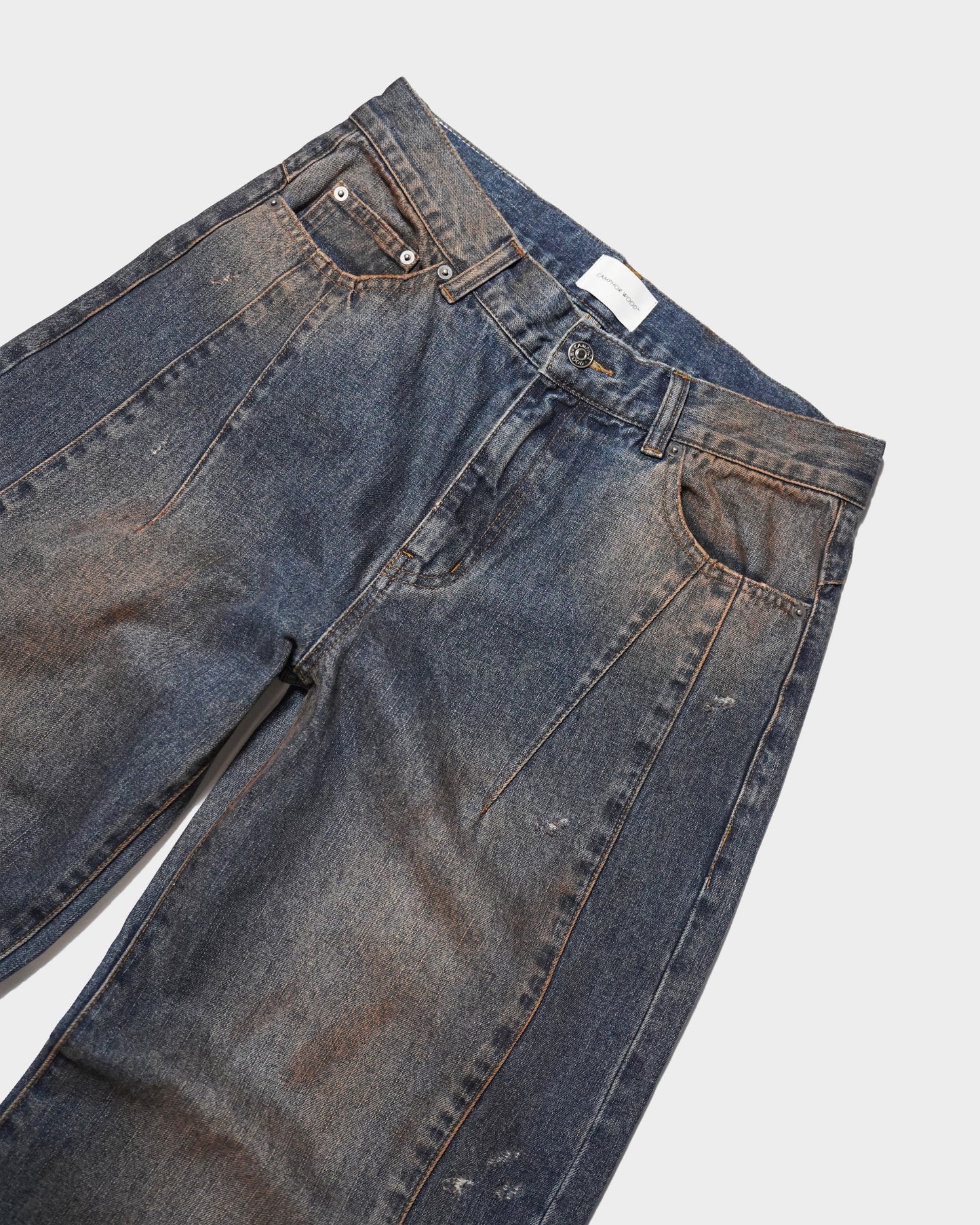 SIDE SEAM SEMI-FLARE SLUB JEANS