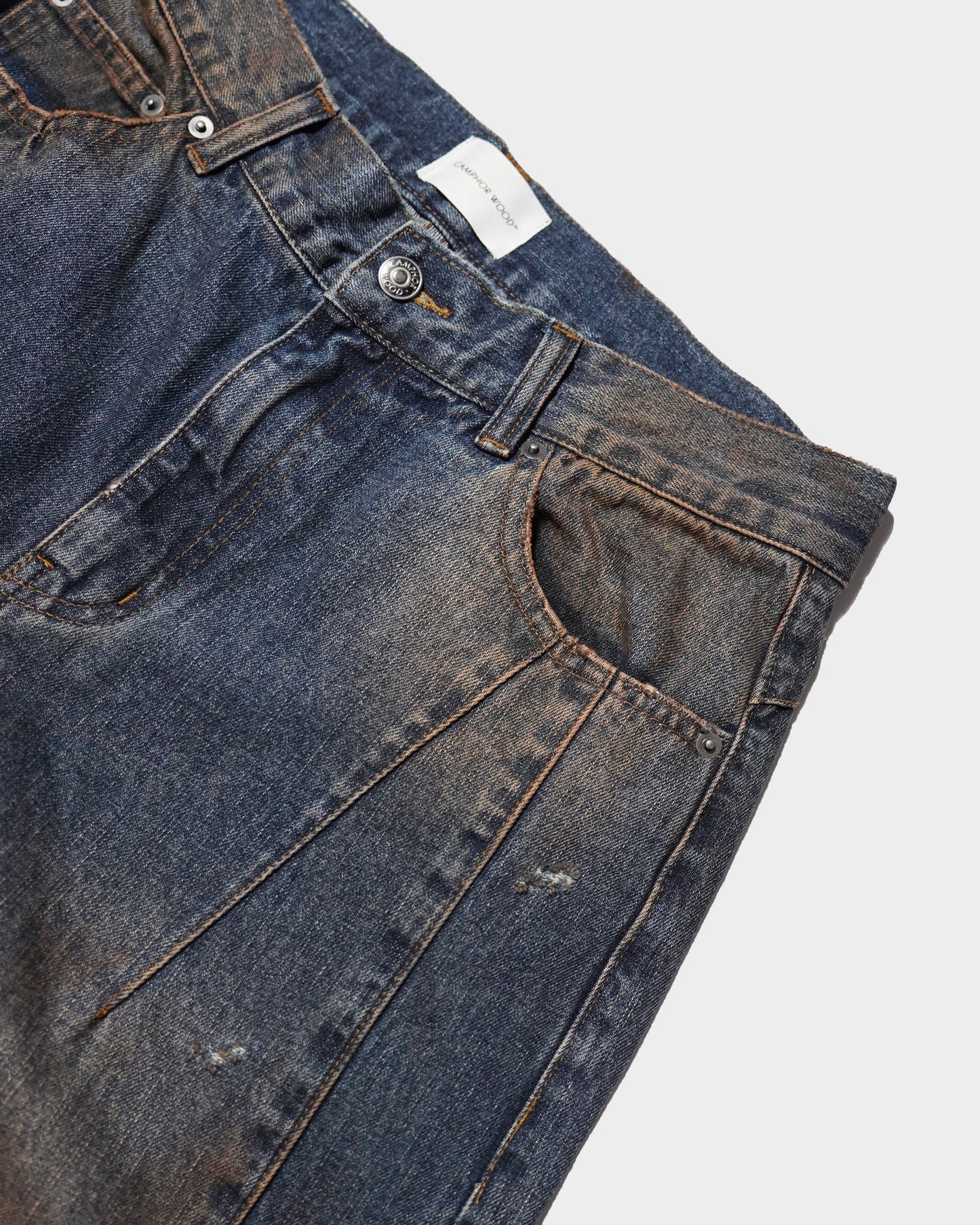SIDE SEAM SEMI-FLARE SLUB JEANS