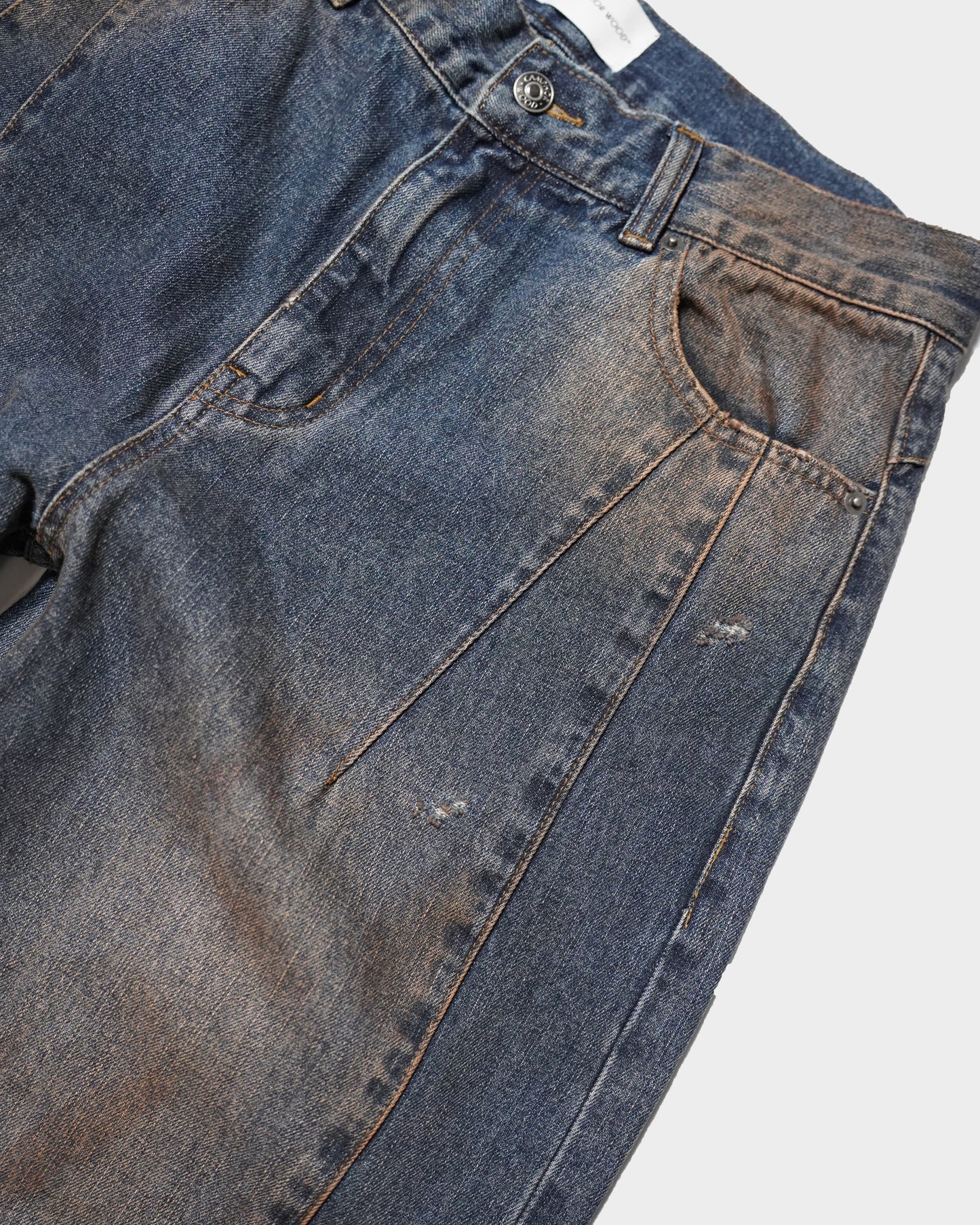 SIDE SEAM SEMI-FLARE SLUB JEANS