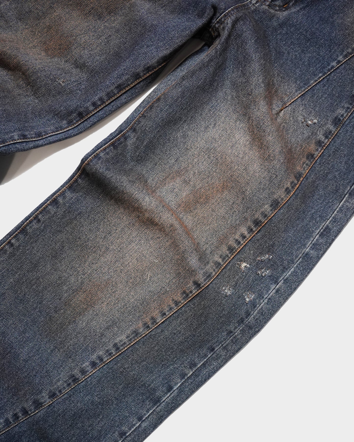 SIDE SEAM SEMI-FLARE SLUB JEANS