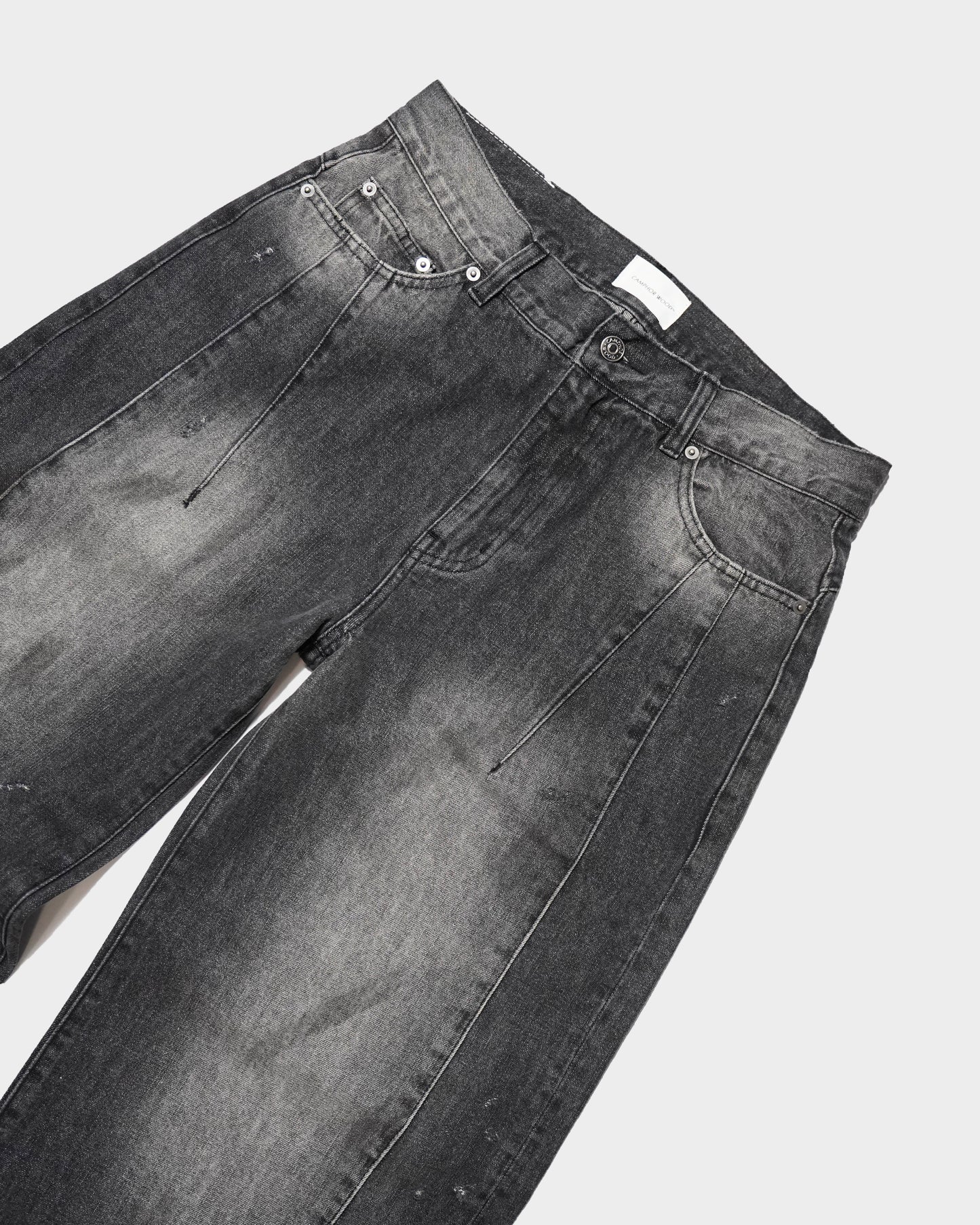 SIDE SEAM SEMI-FLARE SLUB JEANS