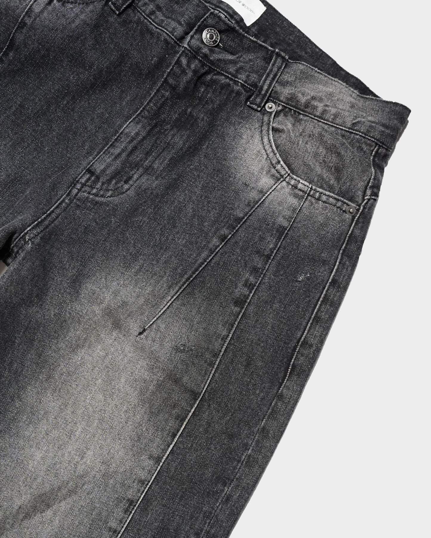 SIDE SEAM SEMI-FLARE SLUB JEANS