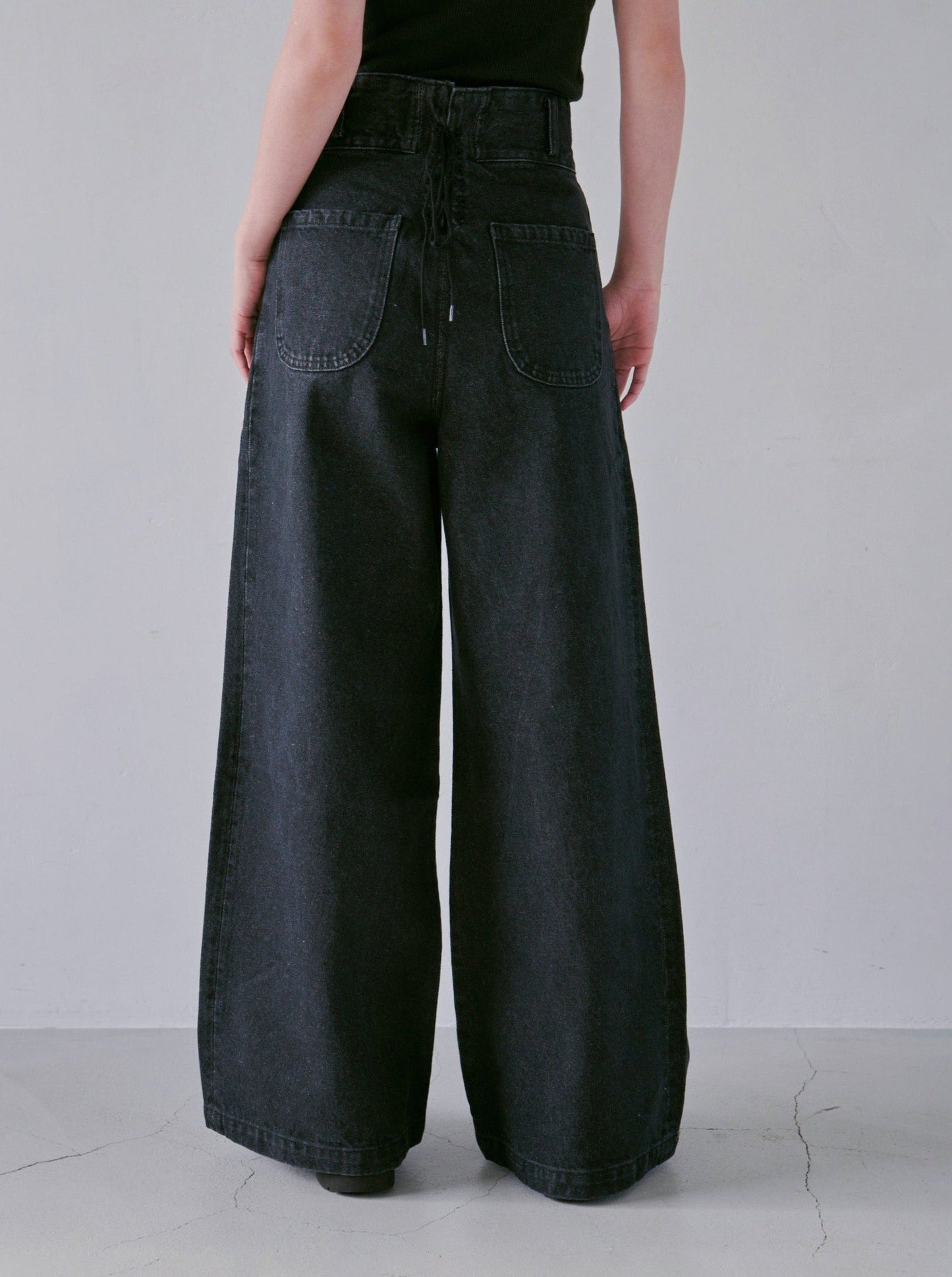 laceup wide baggy sailor denim