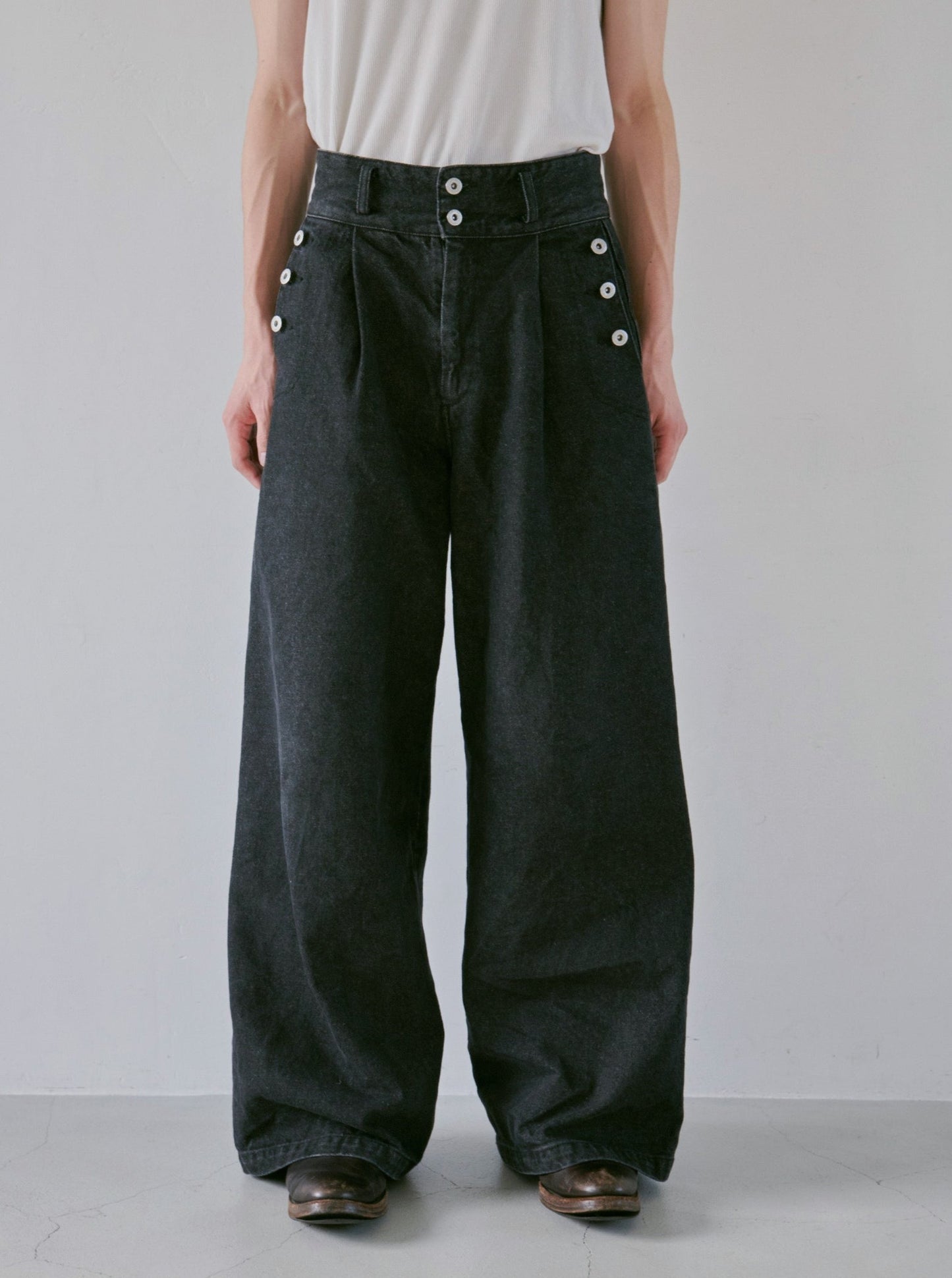laceup wide baggy sailor denim