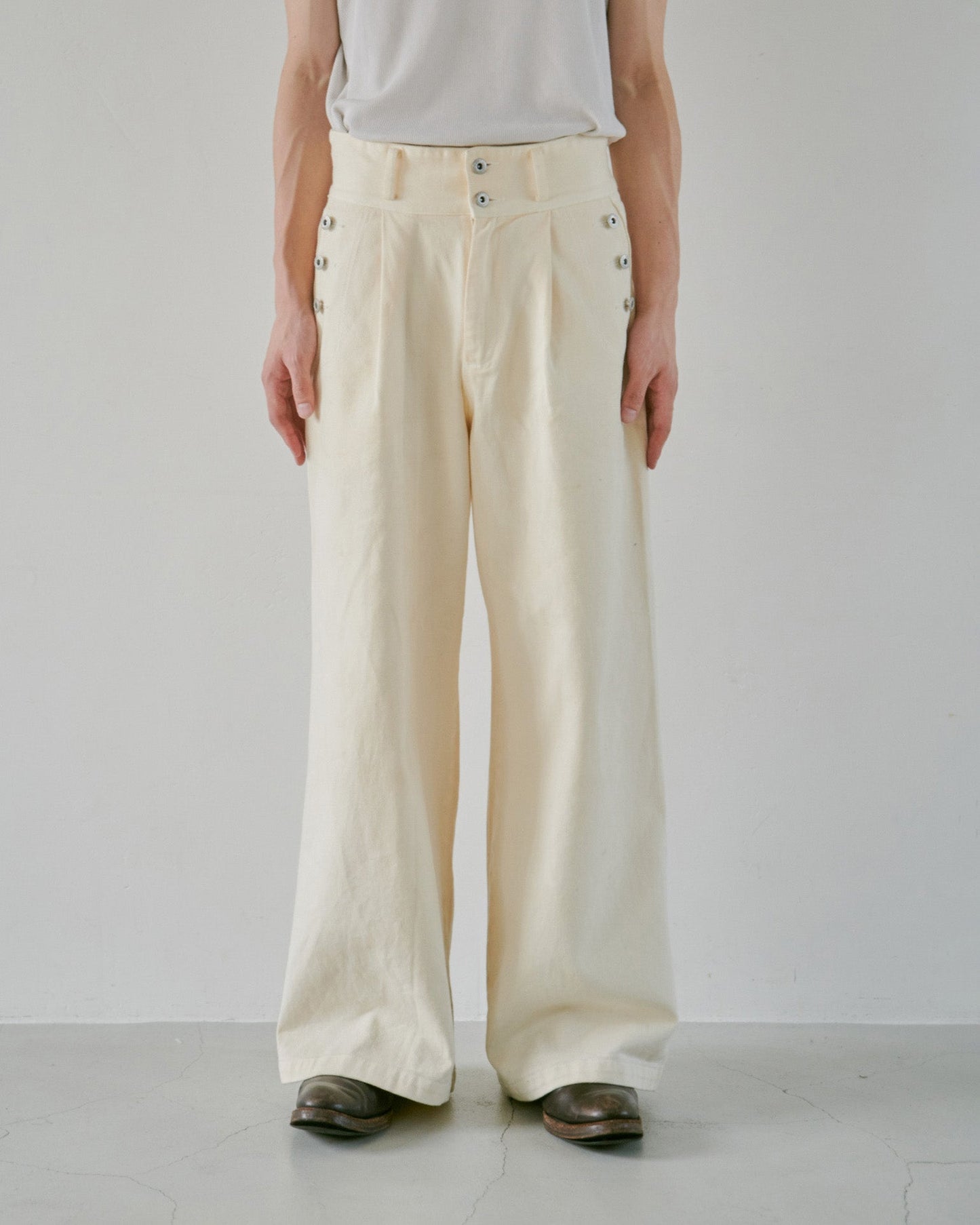 laceup wide baggy sailor denim