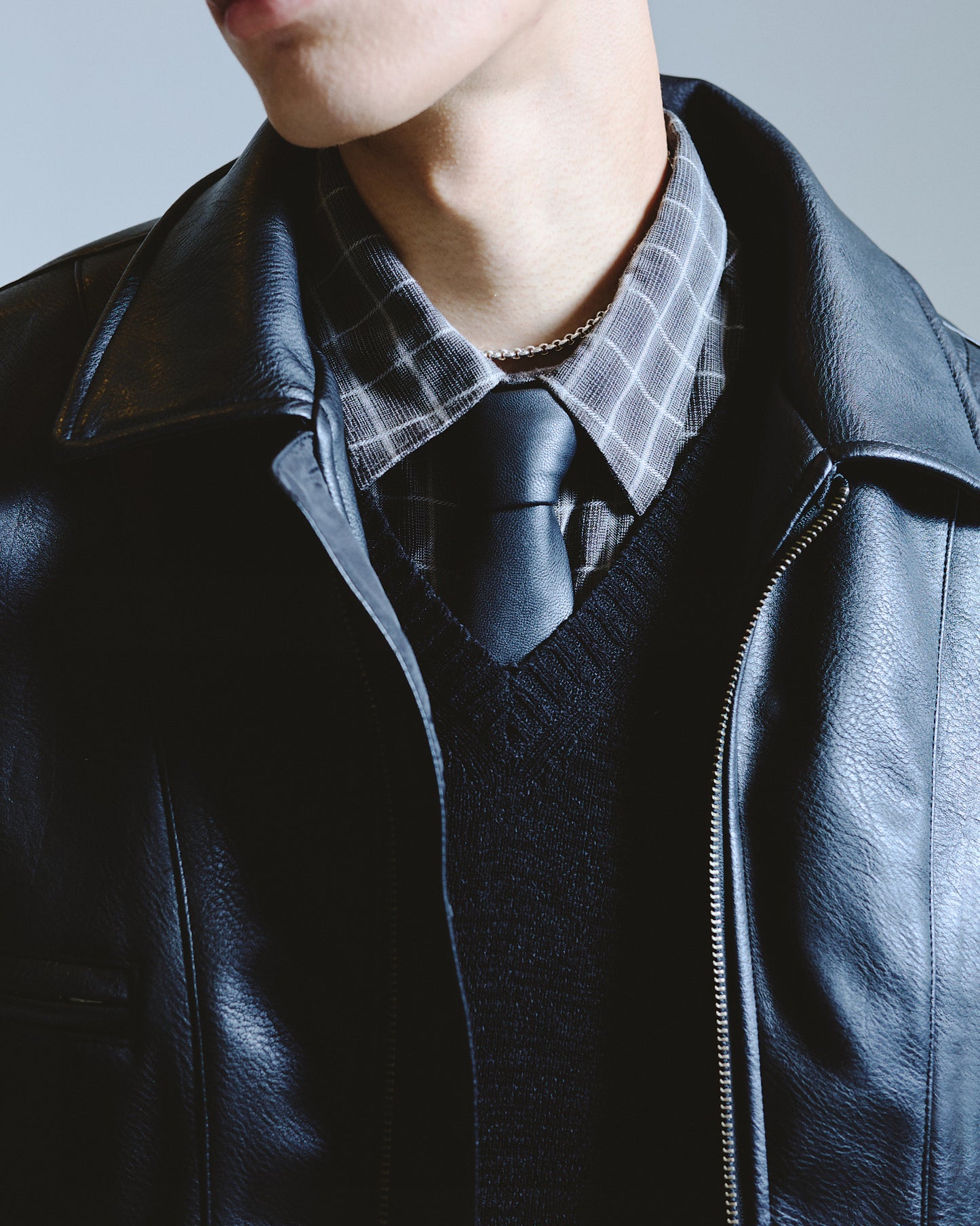 Slim Faux Leather Tie