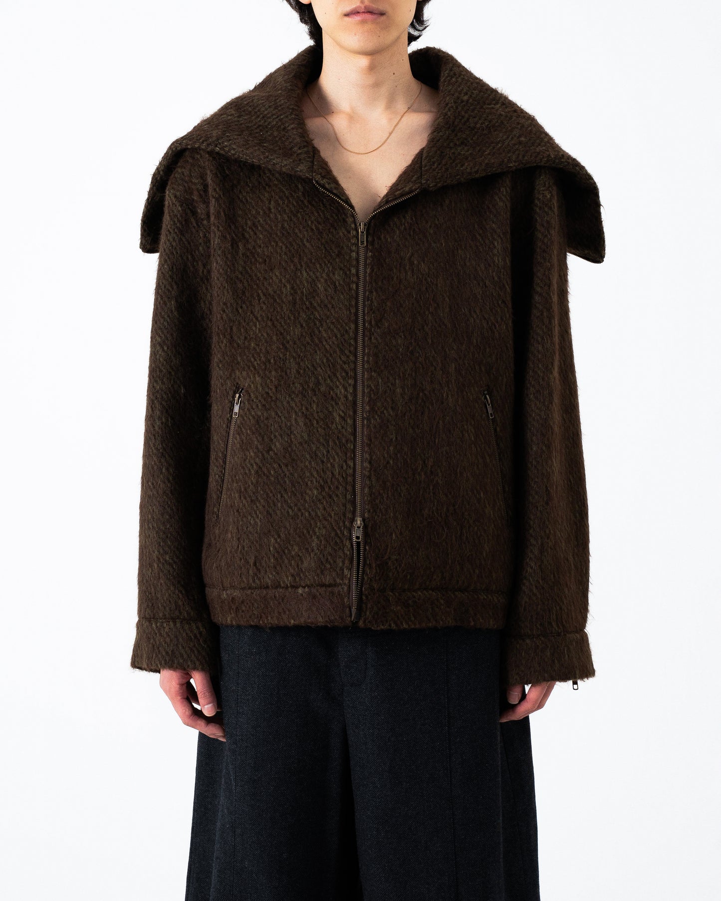 SAILOR COLLAR SHAGGY HOODIE